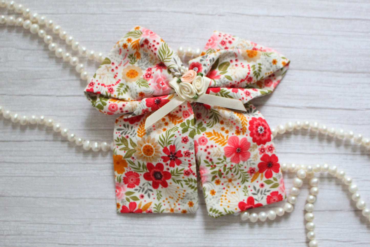 Colourful Floral Hair Bow for Girls