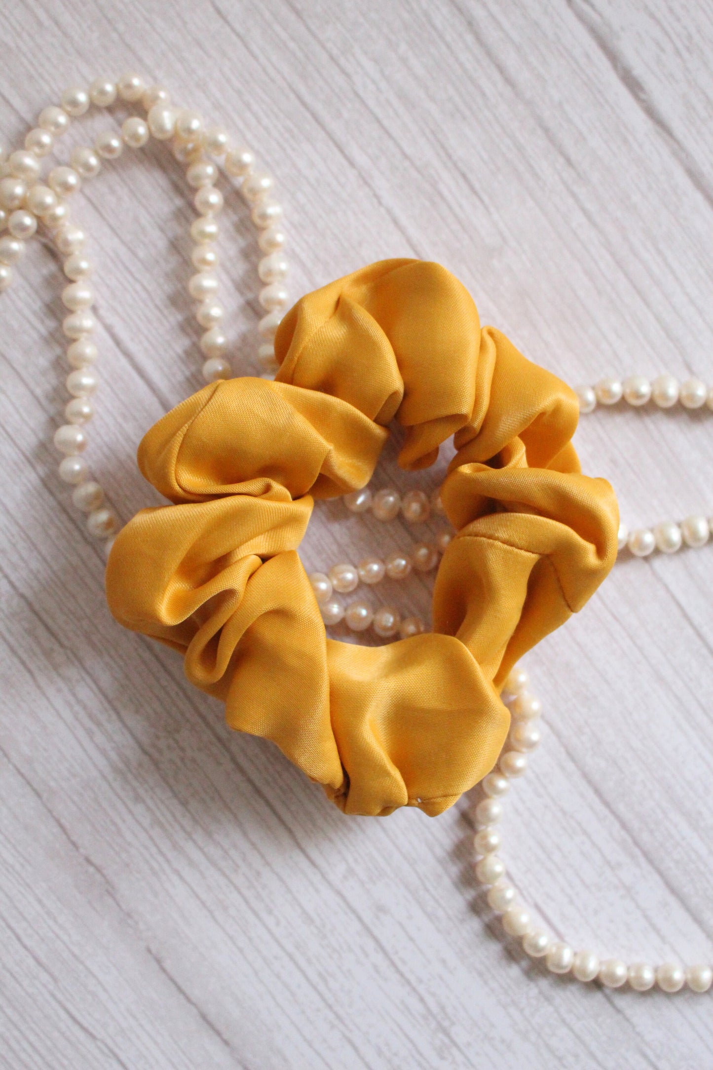 Yellow Satin Hair Scrunchie