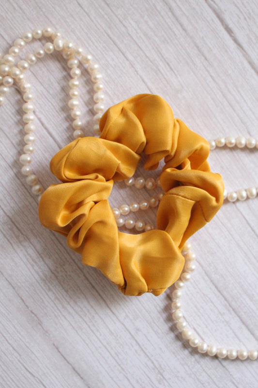 Yellow Satin Hair Scrunchie