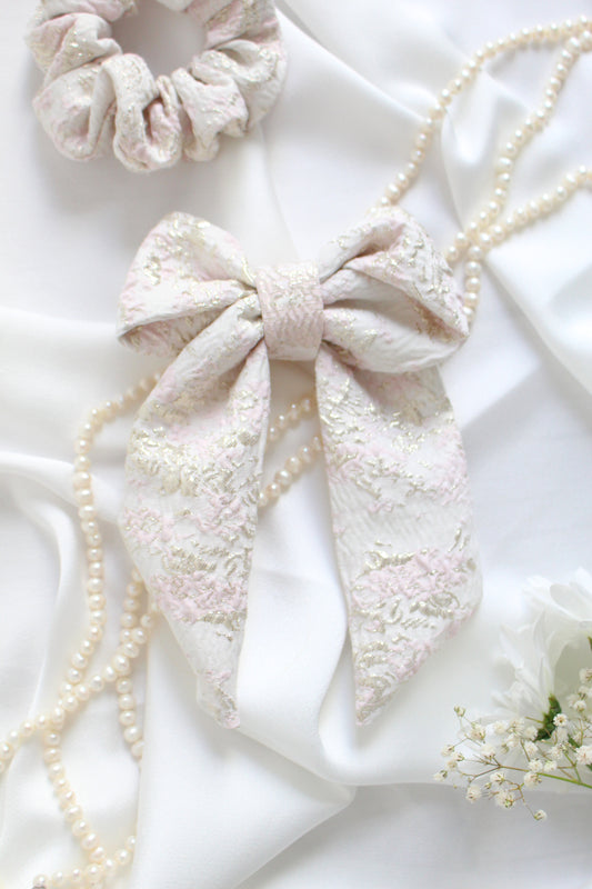 Pink, Cream and Gold Hair Bow