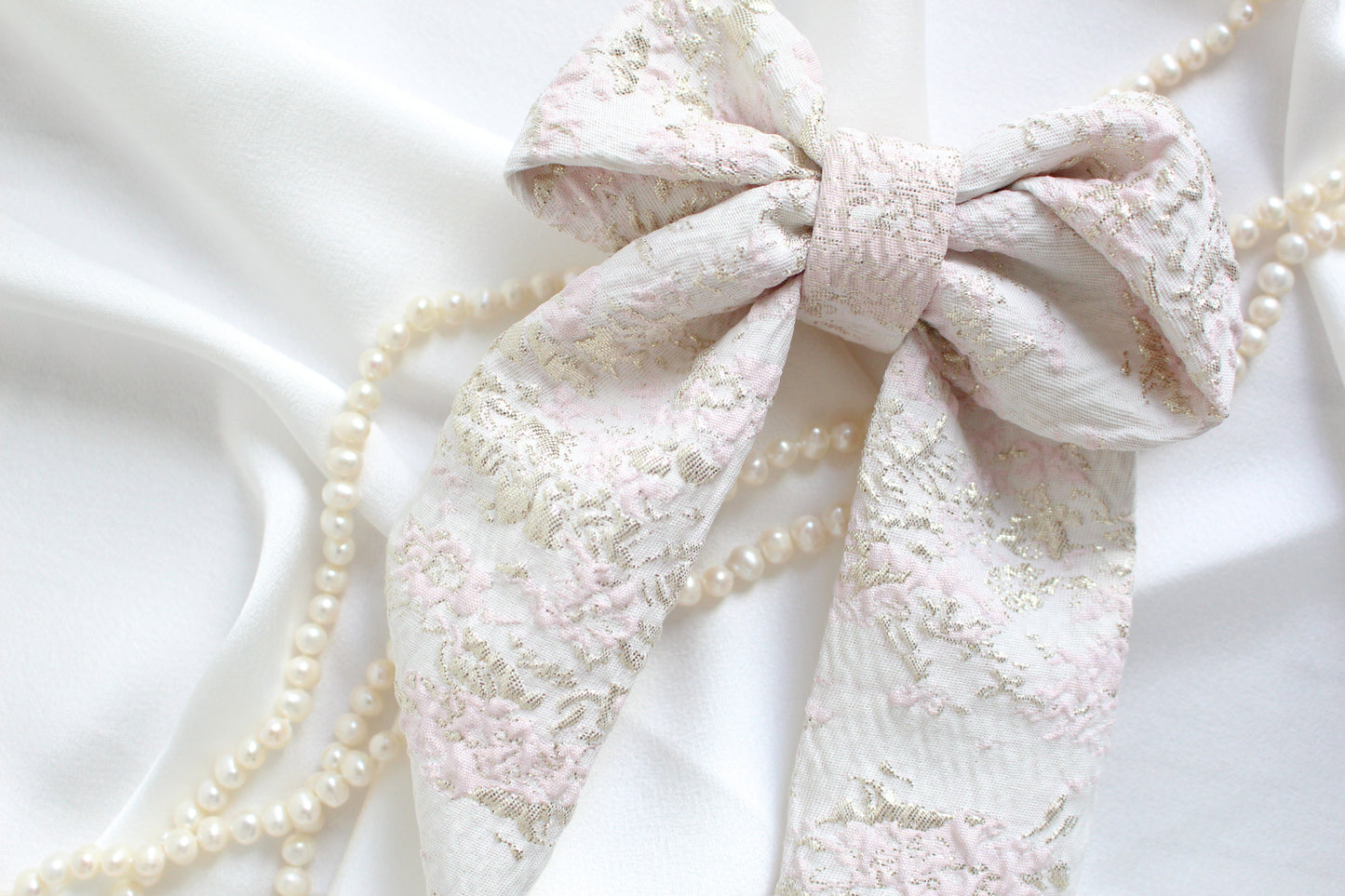 Pink, Cream and Gold Hair Bow