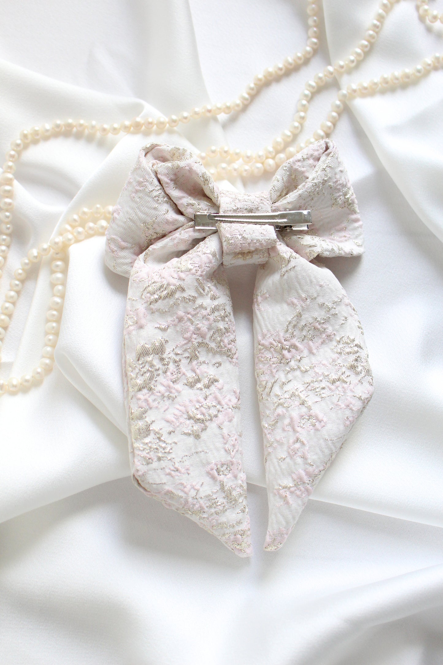 Pink, Cream and Gold Hair Bow