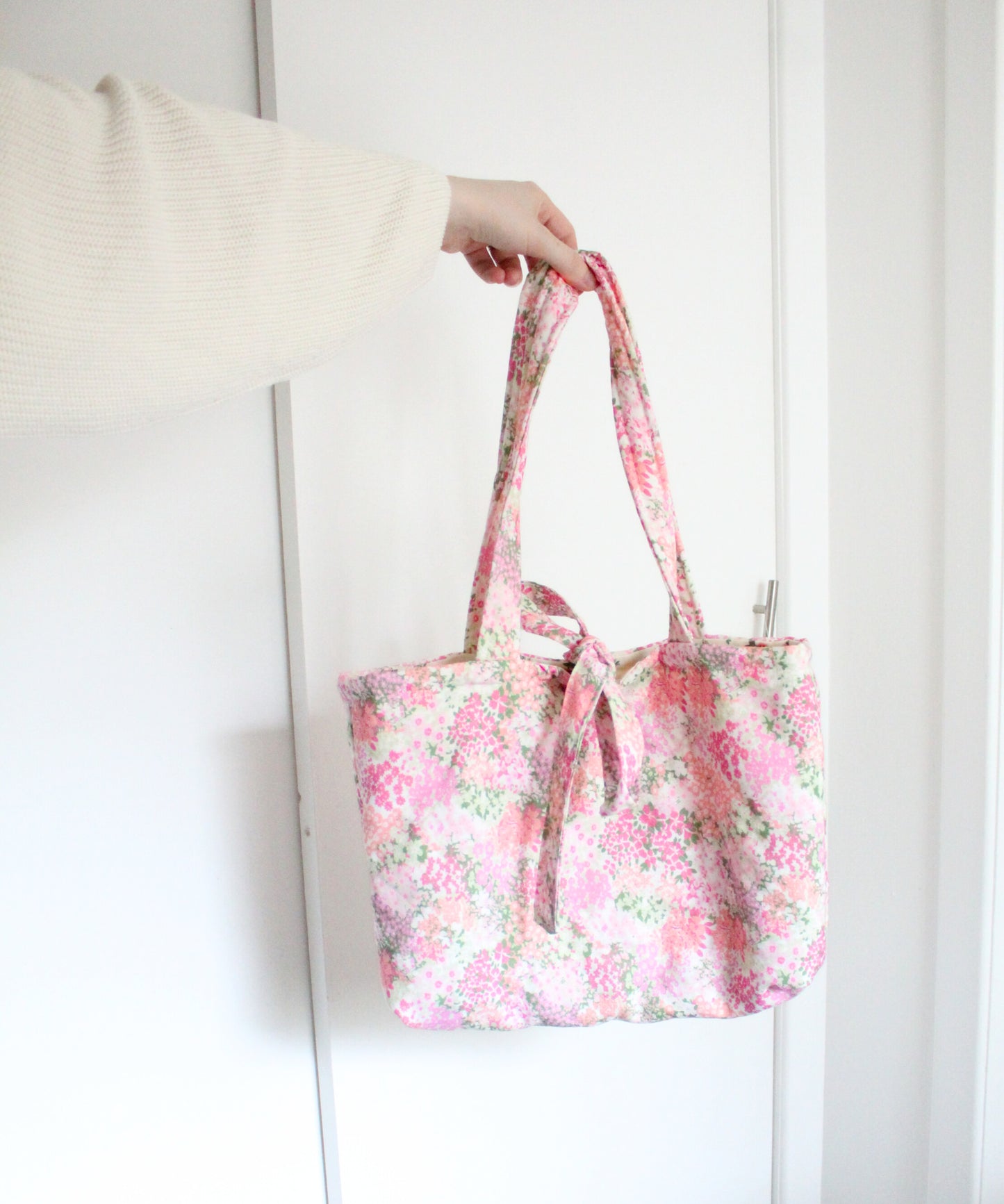 Martha Tote Bag - Pink Floral Quilted