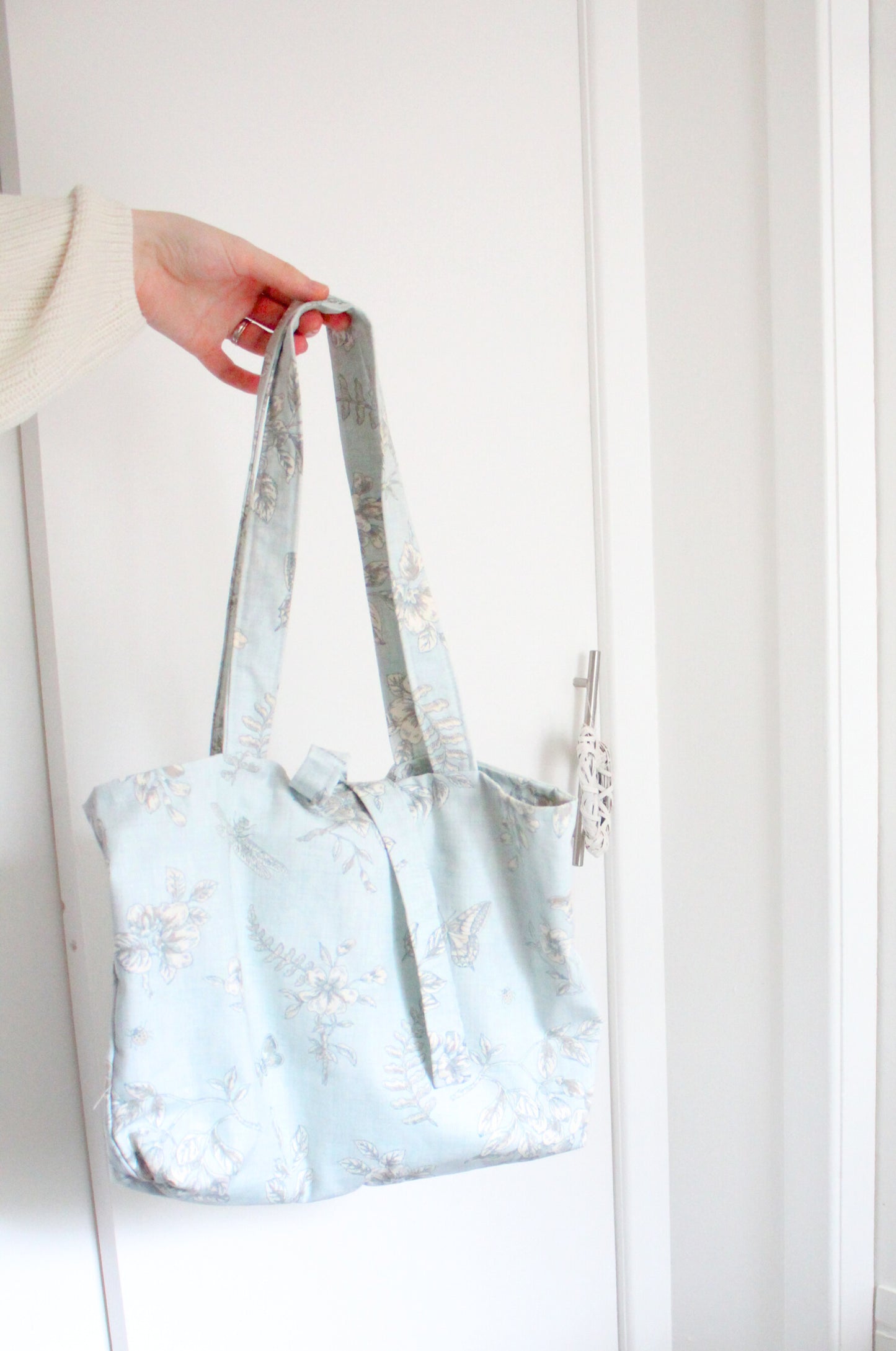Martha Tote Bag - Blue Floral Canvas