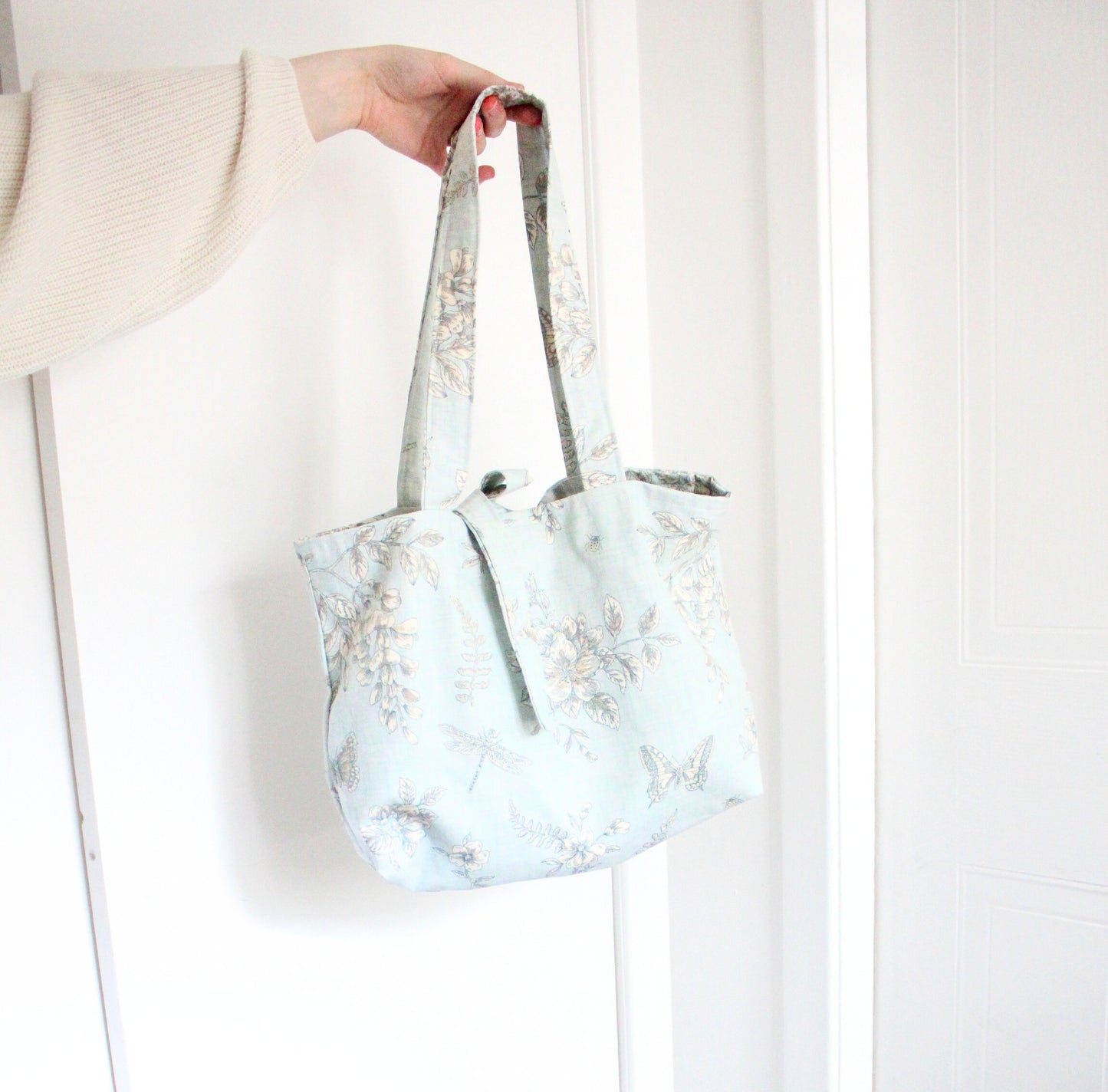 Martha Tote Bag - Blue Floral Canvas