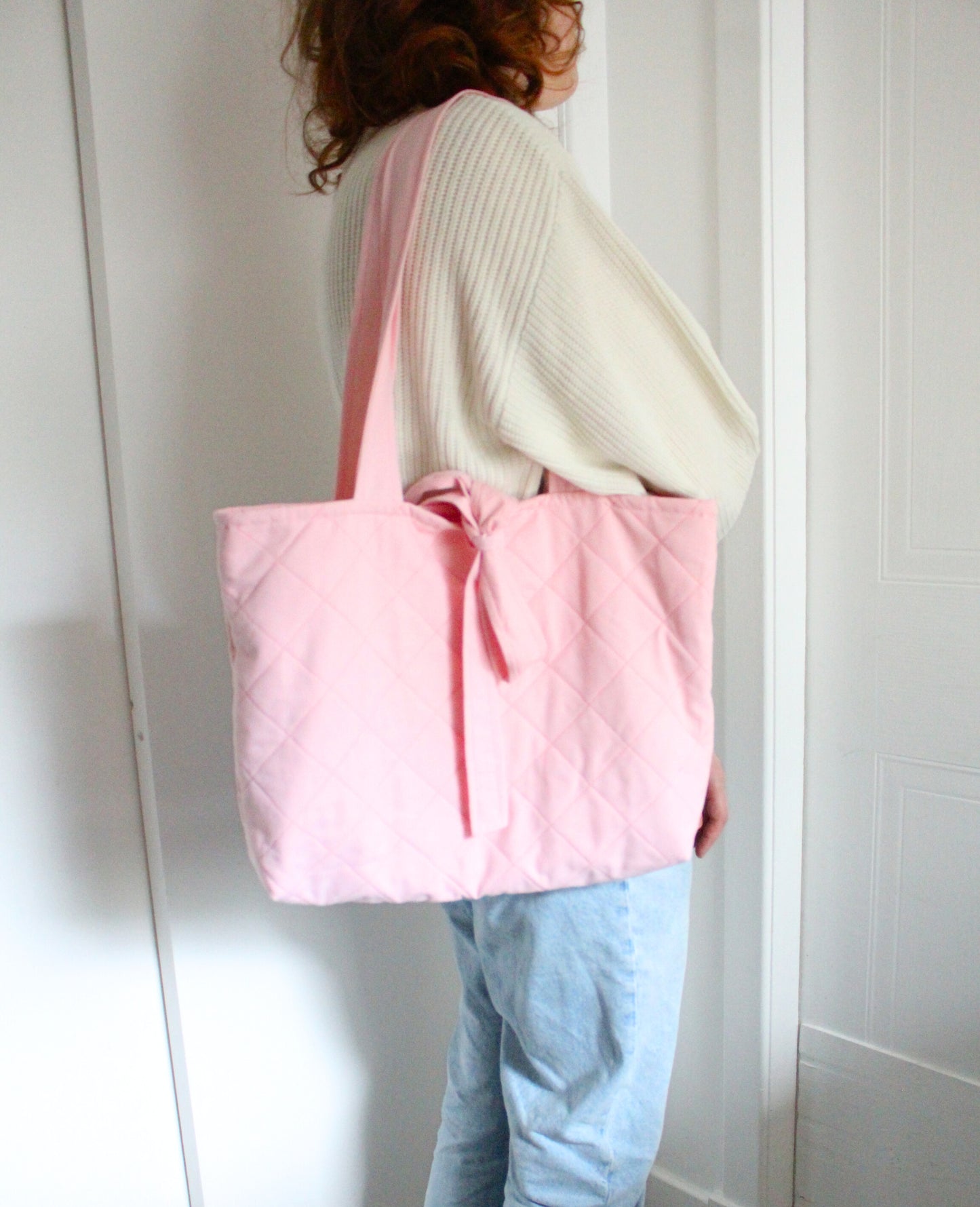 Martha Tote Bag - Quilted Pink