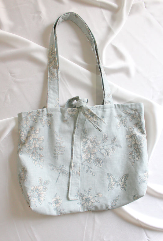 Martha Tote Bag - Blue Floral Canvas