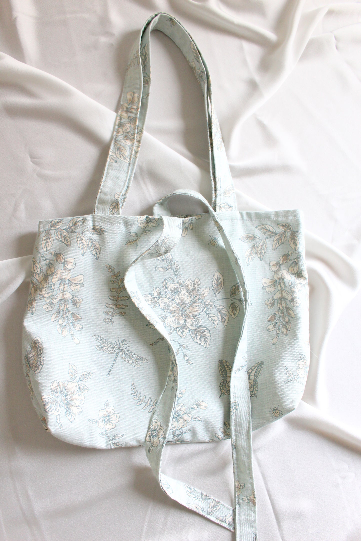 Martha Tote Bag - Blue Floral Canvas