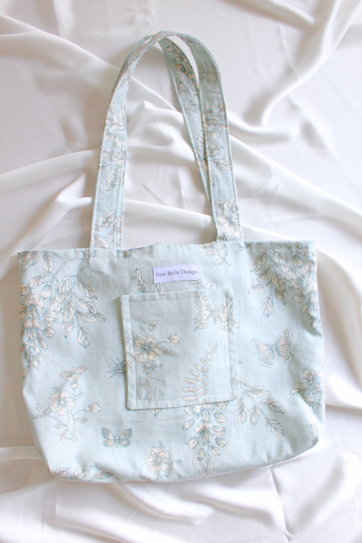 Martha Tote Bag - Blue Floral Canvas