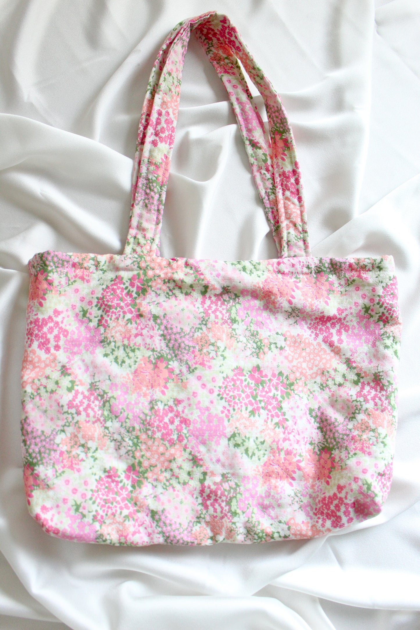 Martha Tote Bag - Pink Floral Quilted