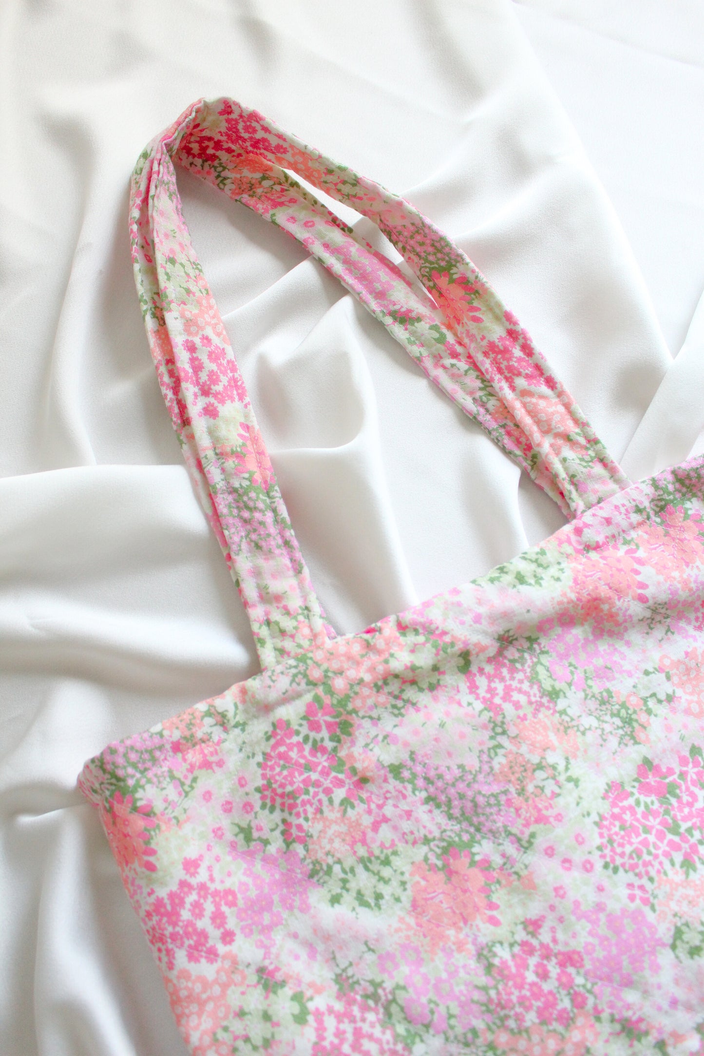 Martha Tote Bag - Pink Floral Quilted