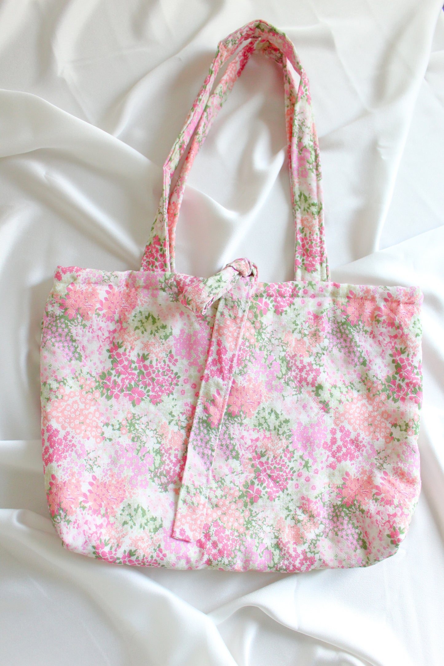 Martha Tote Bag - Pink Floral Quilted