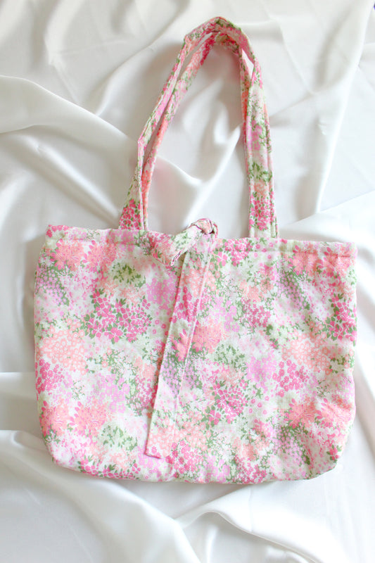 Martha Tote Bag - Pink Floral Quilted