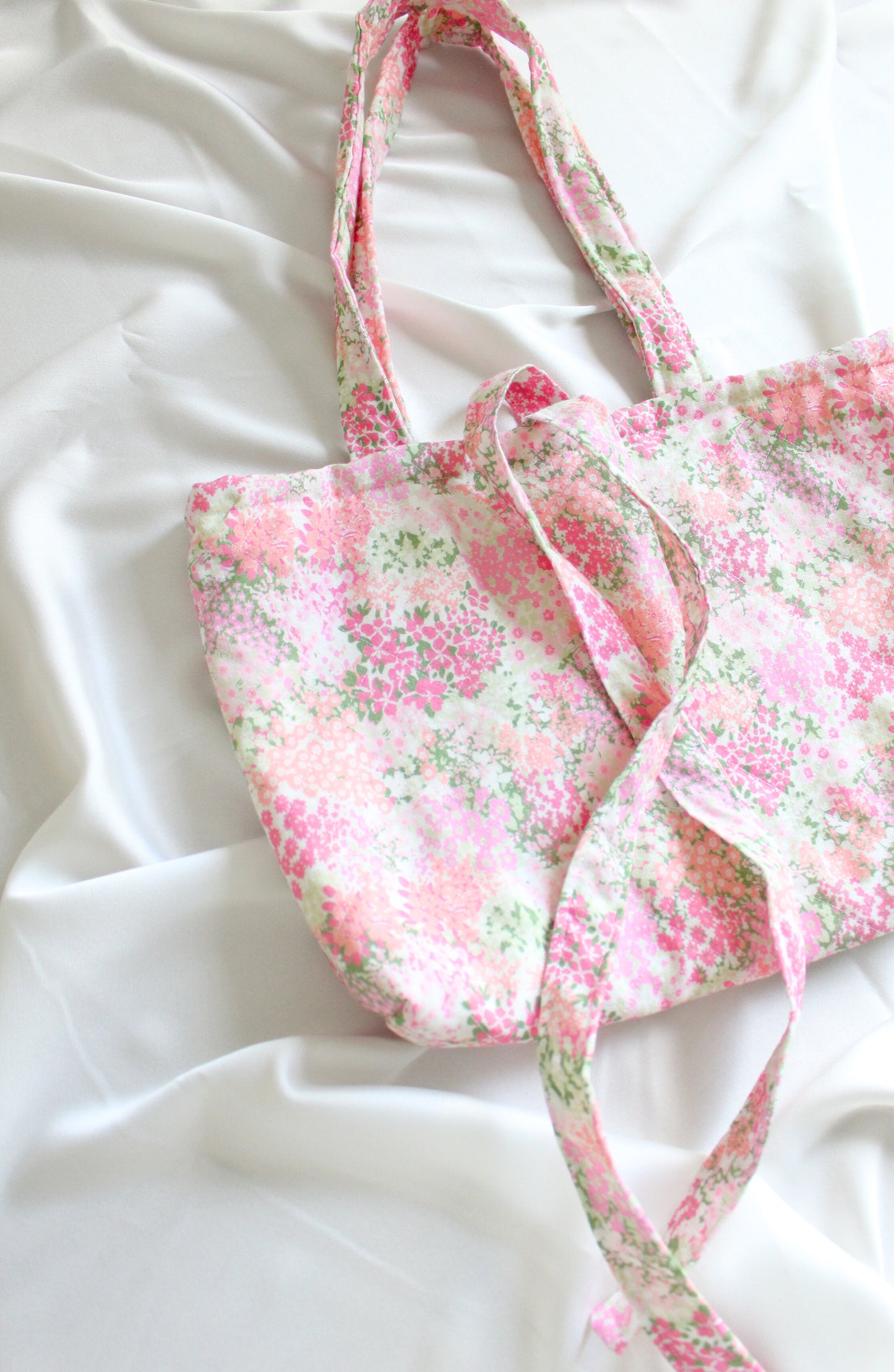 Martha Tote Bag - Pink Floral Quilted