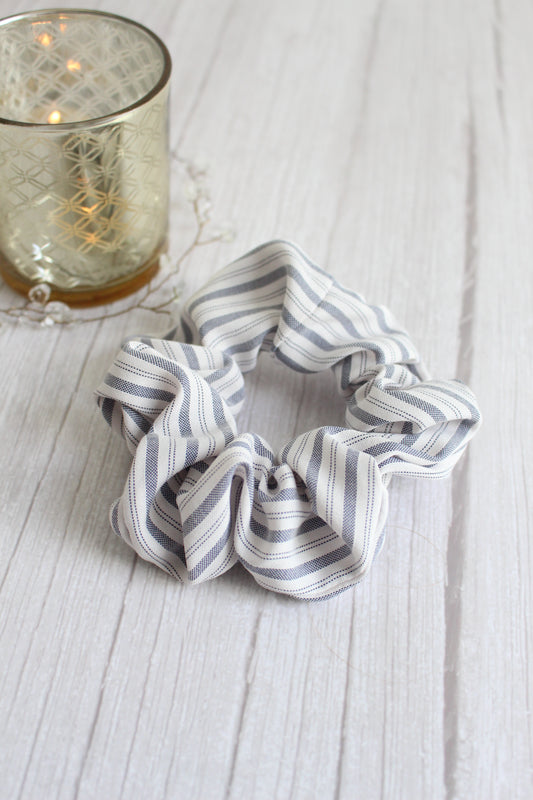 Blue and White Stripe Hair Scrunchie