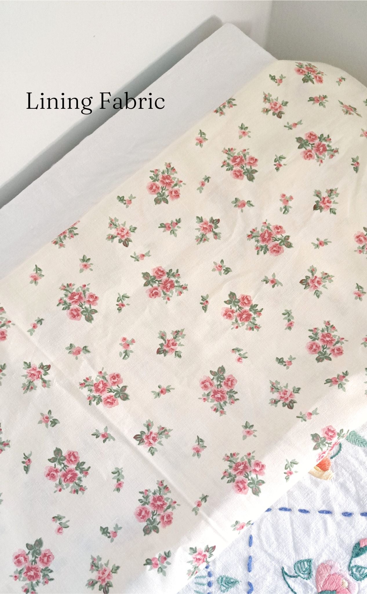 Pink Floral Fabric Quilted Book Sleeve with White Ribbon Closure