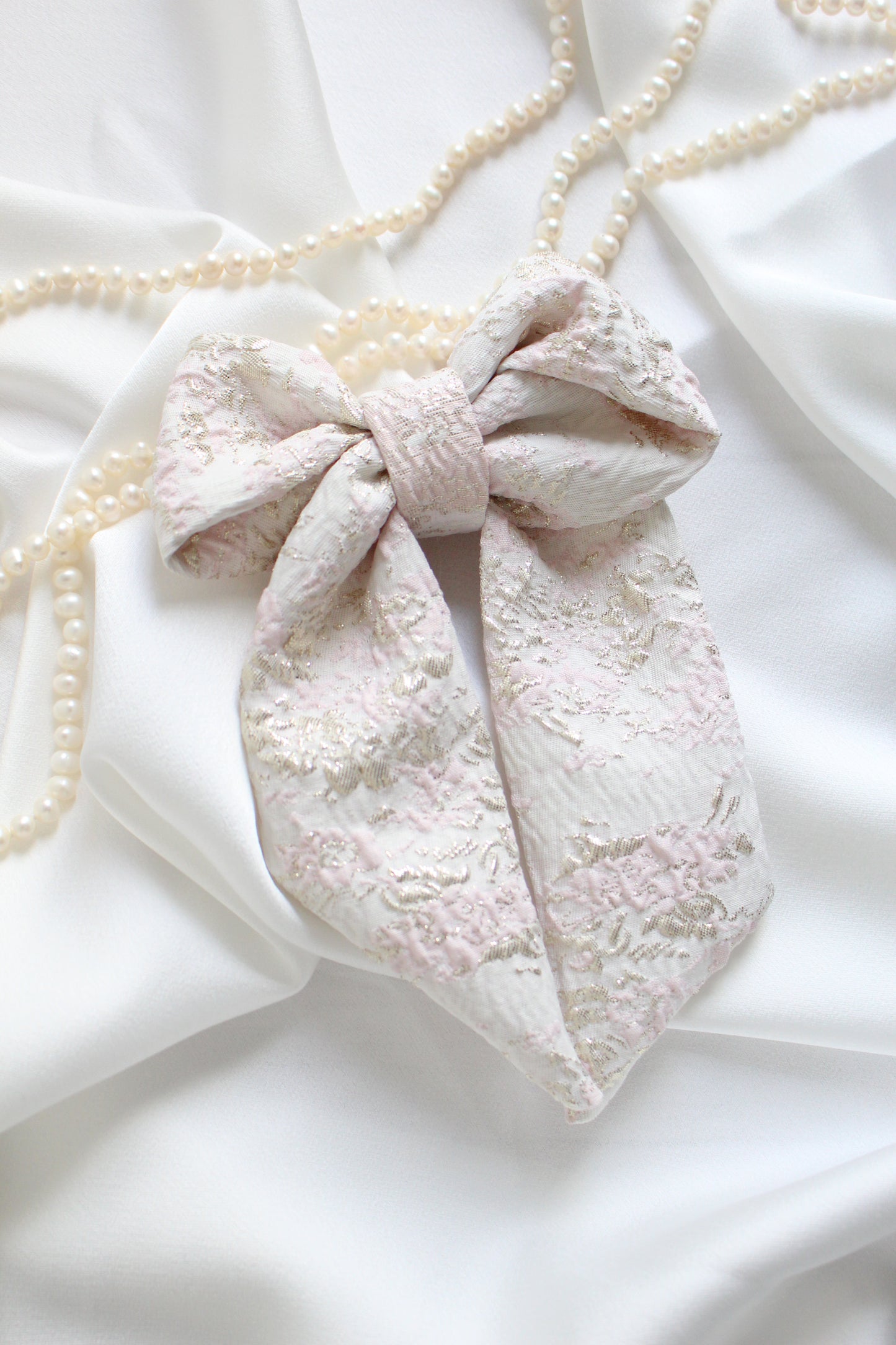 Pink, Cream and Gold Hair Bow