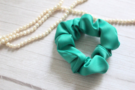 Green Satin Hair Scrunchie