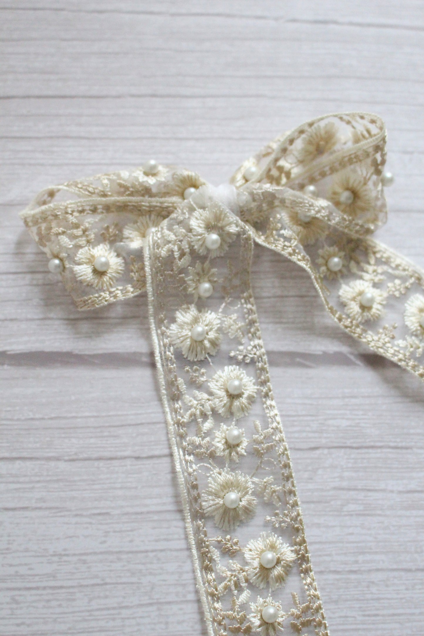 Pearl and Lace Hair Bow
