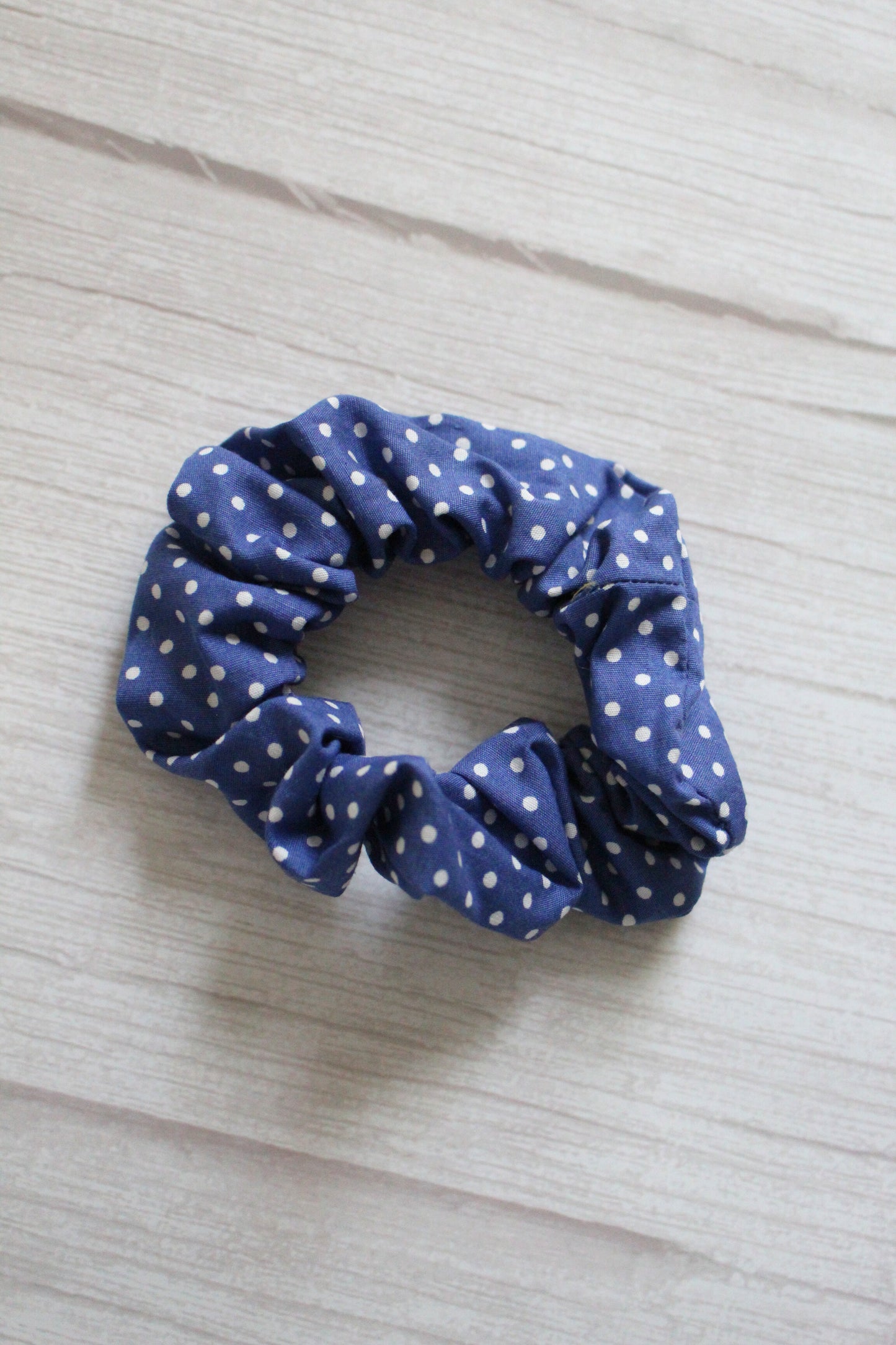 Blue & White Polka Dot Hair Scrunchie