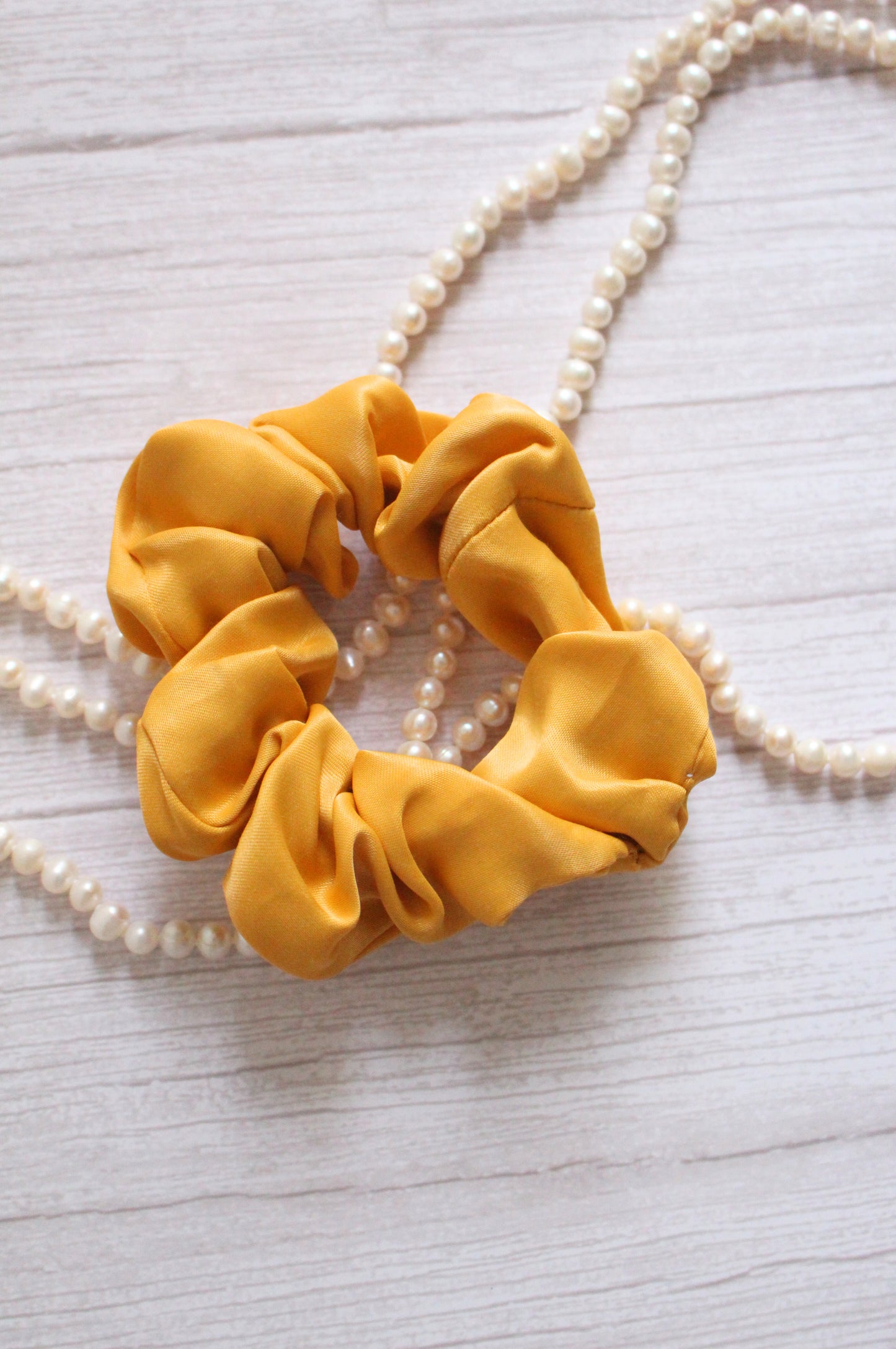 Yellow Satin Hair Scrunchie