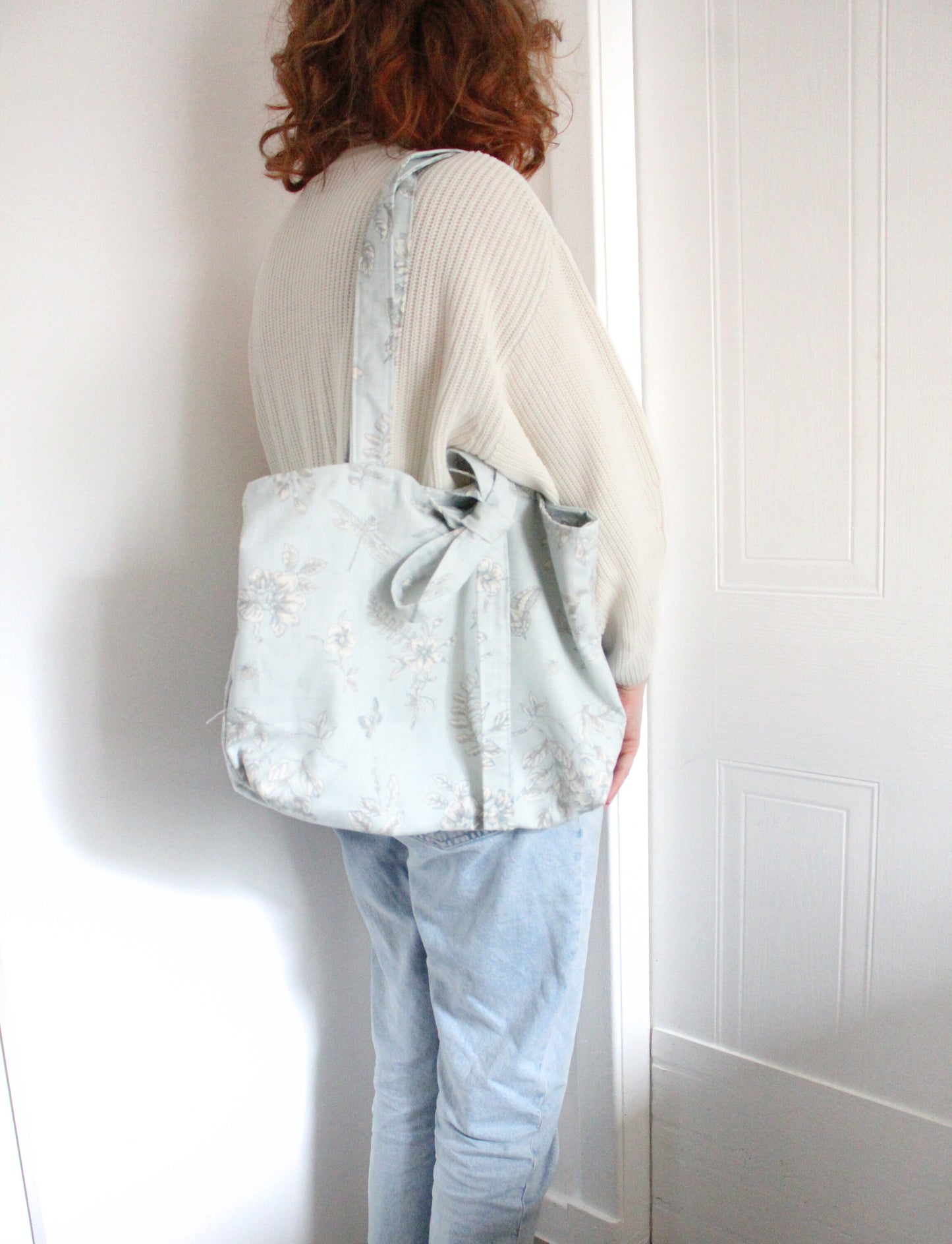 Martha Tote Bag - Blue Floral Canvas