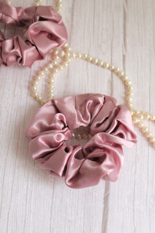 Pink Satin Hair Scrunchie