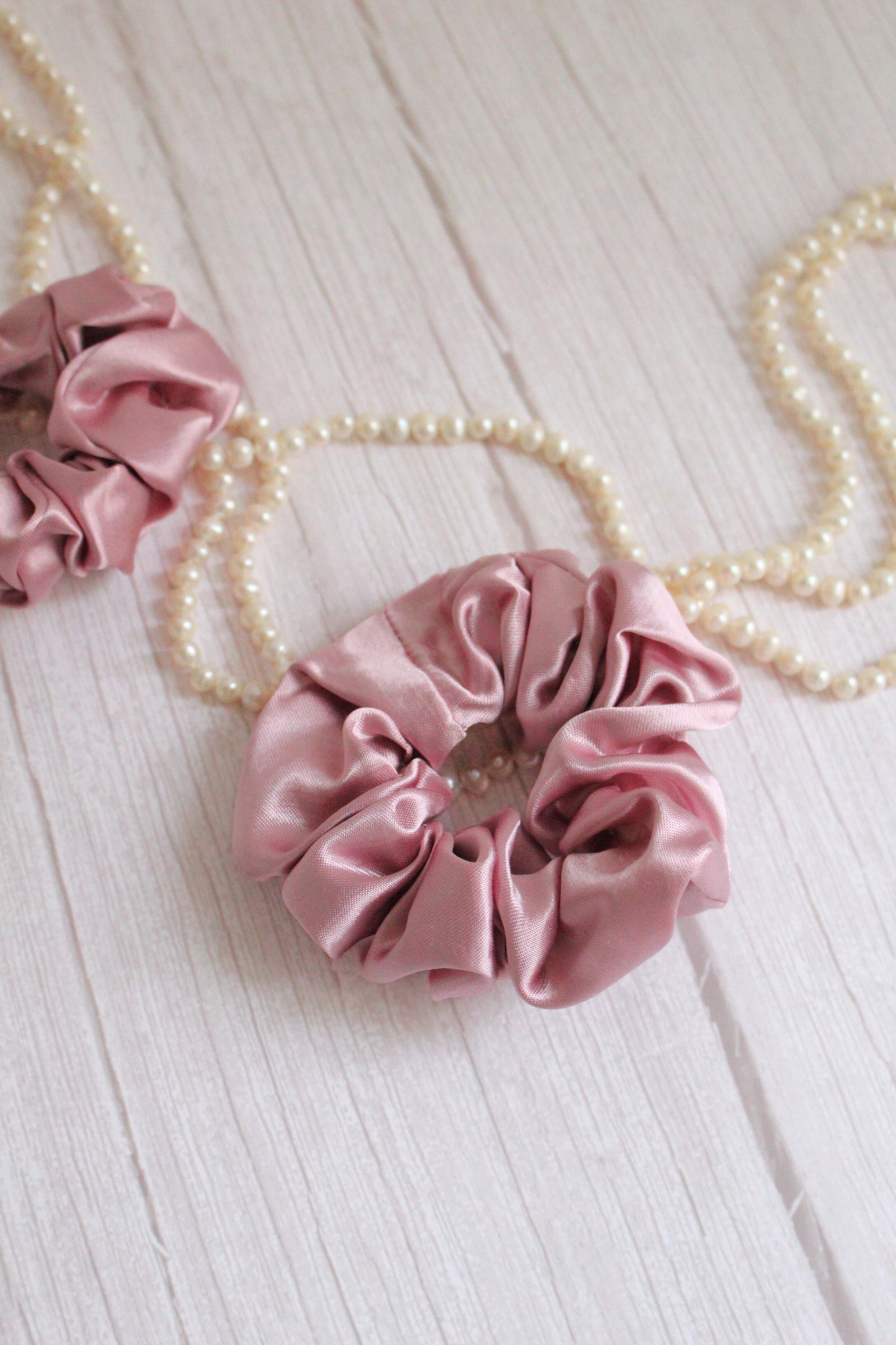 Pink Satin Hair Scrunchie