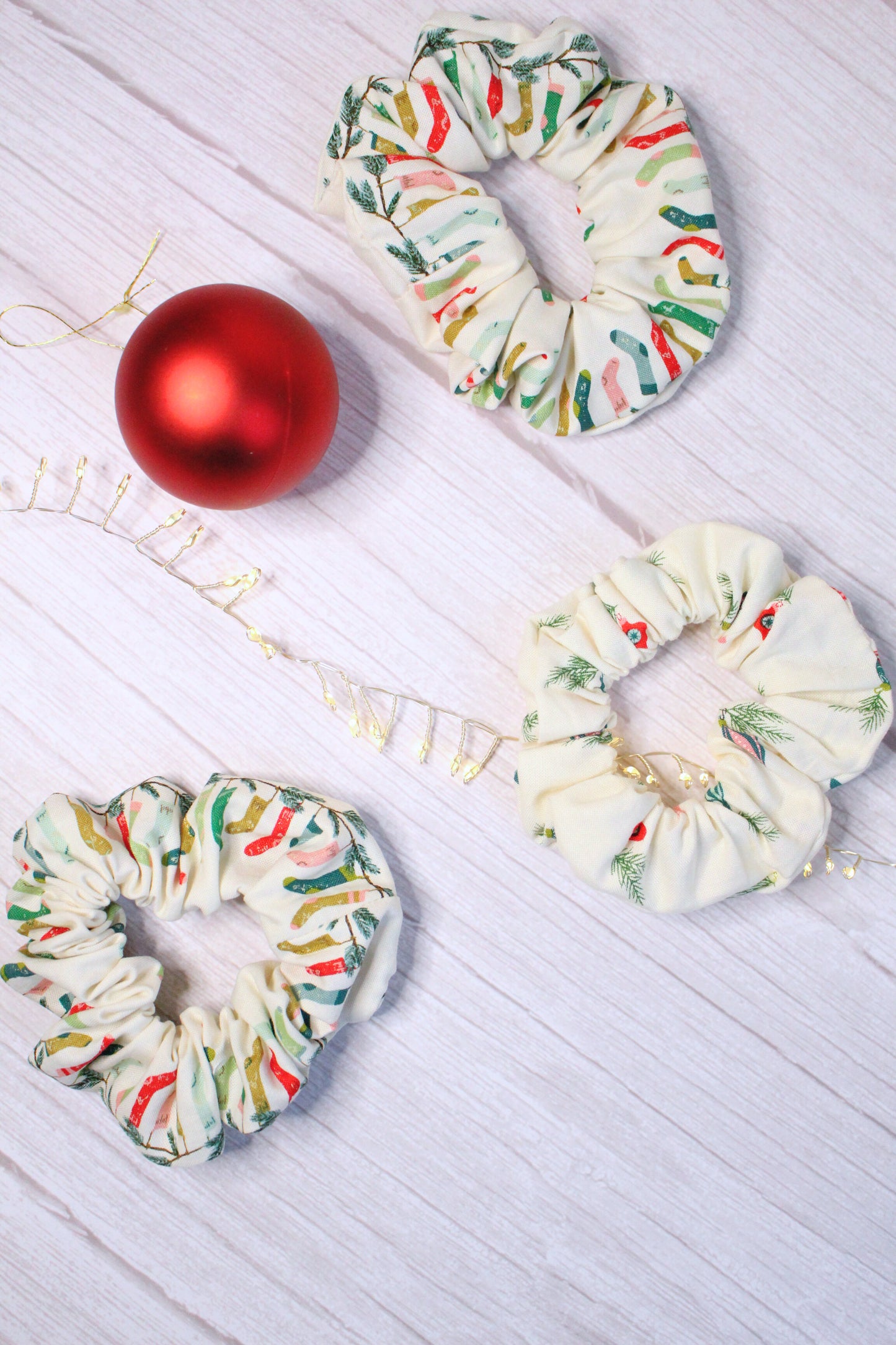 Cosy Christmas Stocking Pattern Scrunchie