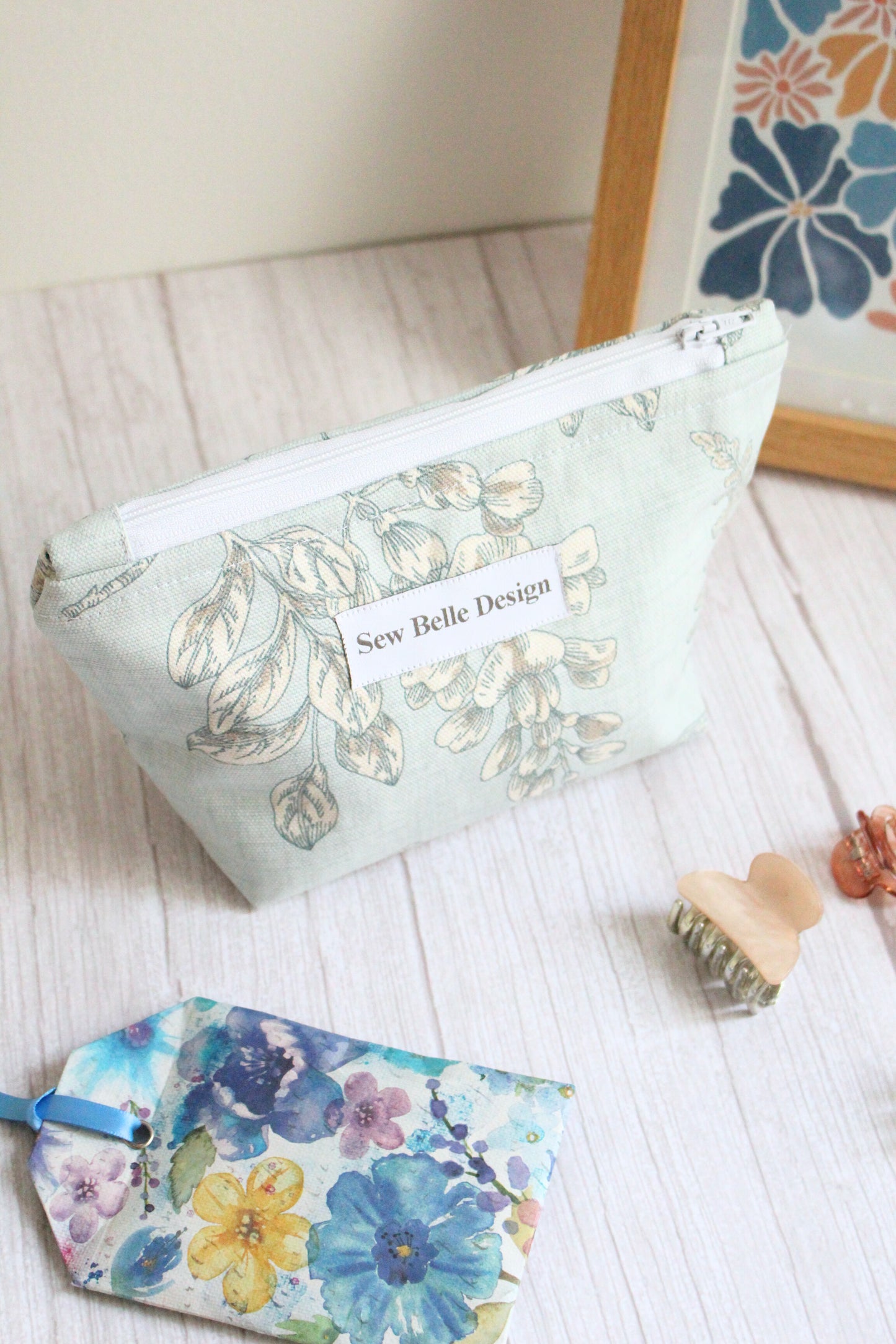 Anita Zip Bag - Blue Woodland Foliage