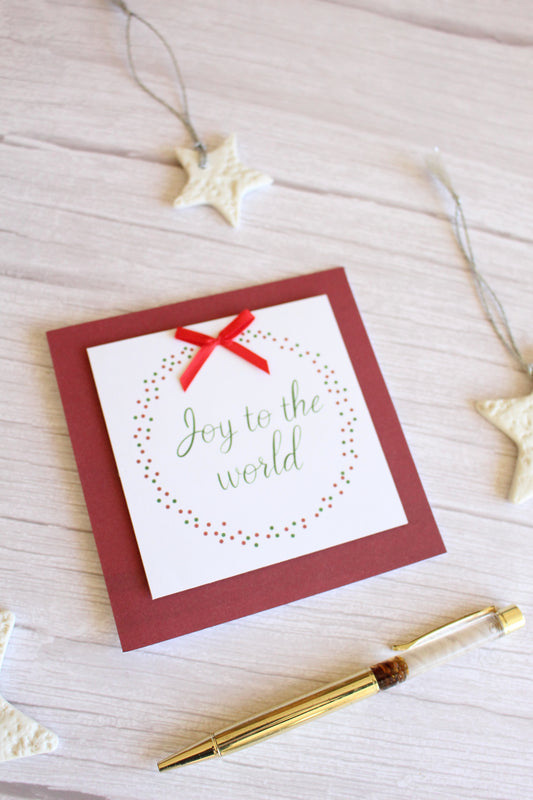 Handmade Christmas Card - Polka Dot Wreath Design