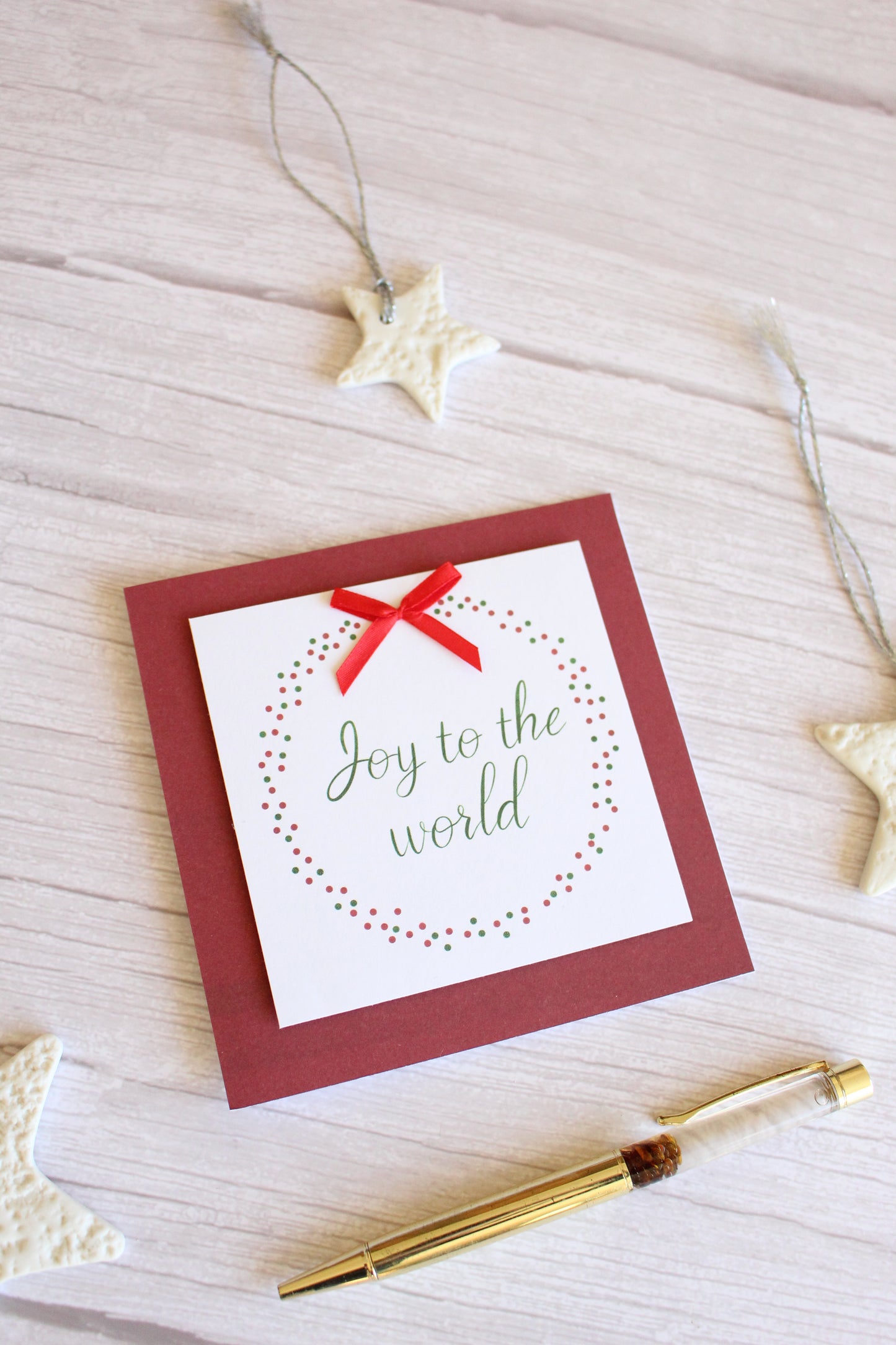 Handmade Christmas Card - Polka Dot Wreath Design