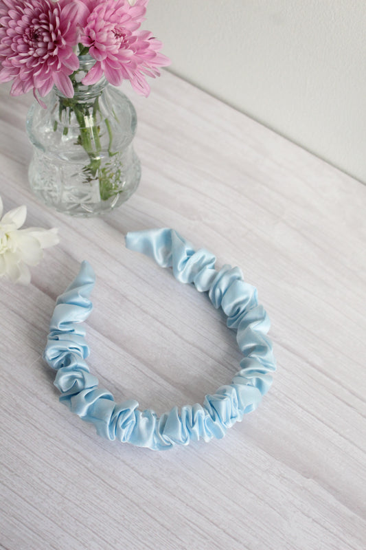 Sapphira Hairband - Blue Satin Ruffle Hairband