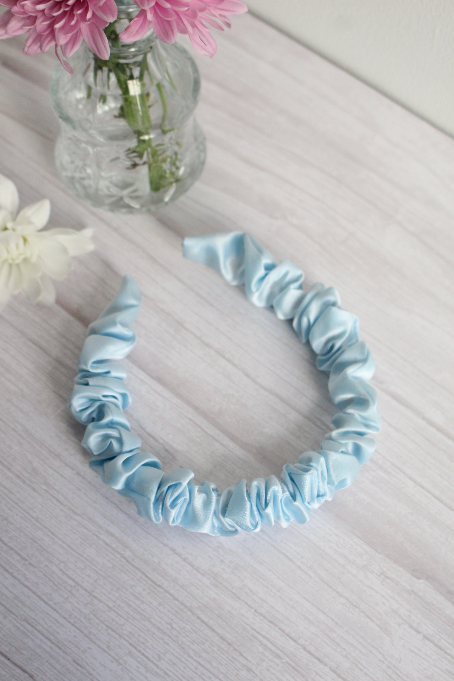 Sapphira Hairband - Blue Satin Ruffle Hairband