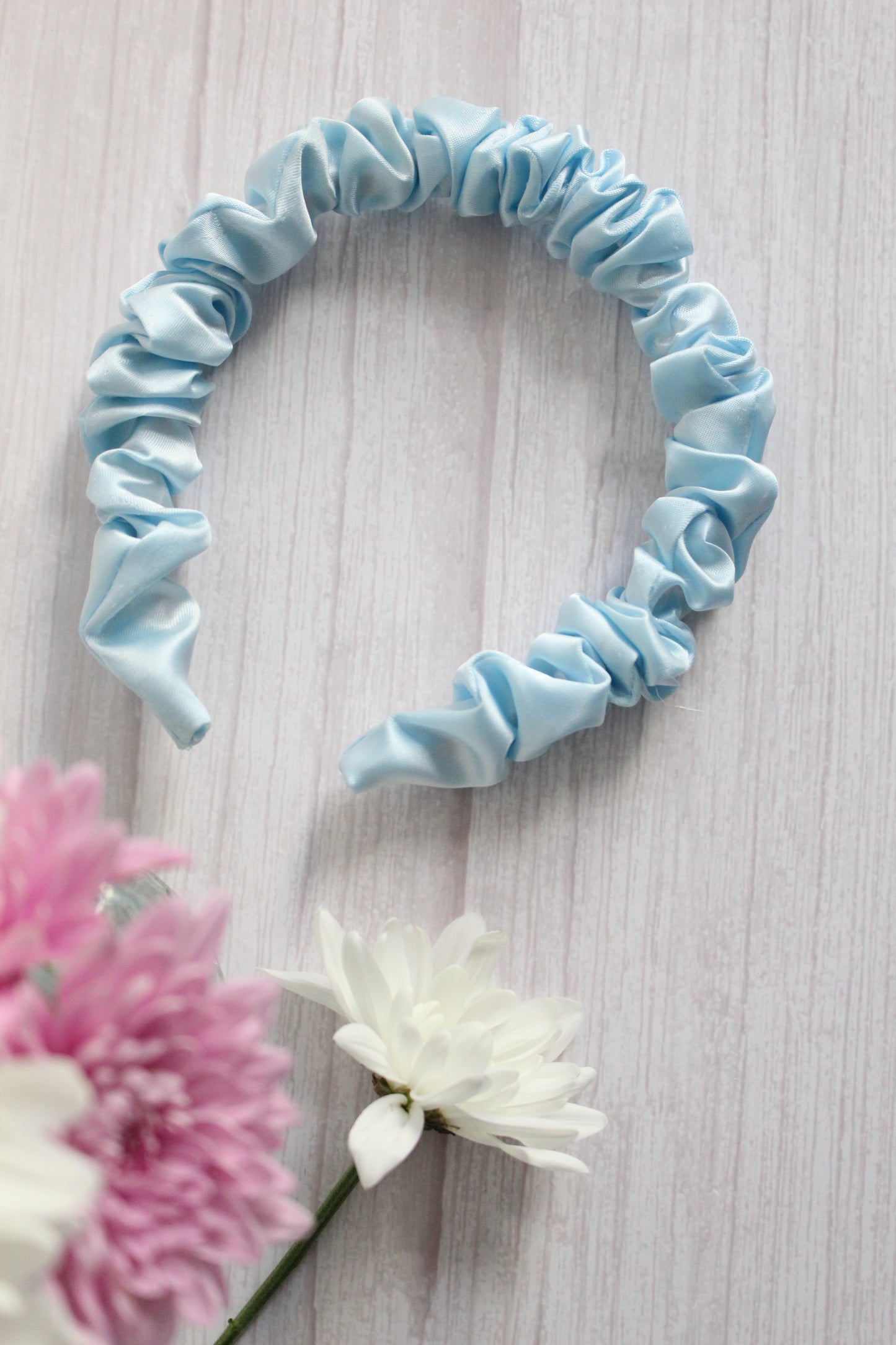 Sapphira Hairband - Blue Satin Ruffle Hairband