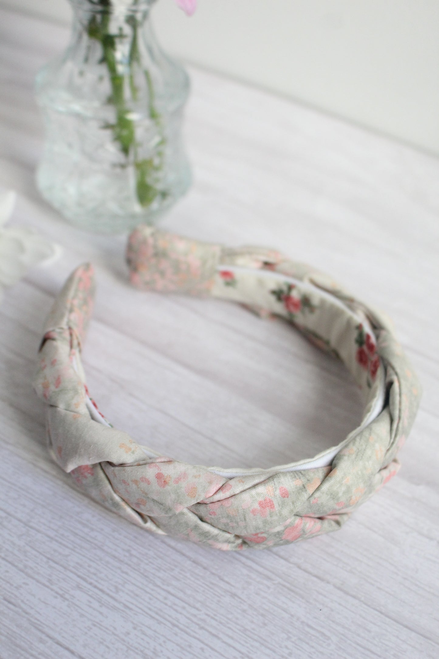 Tabitha Hairband - Watercolour Floral Fabric Braided Hairband