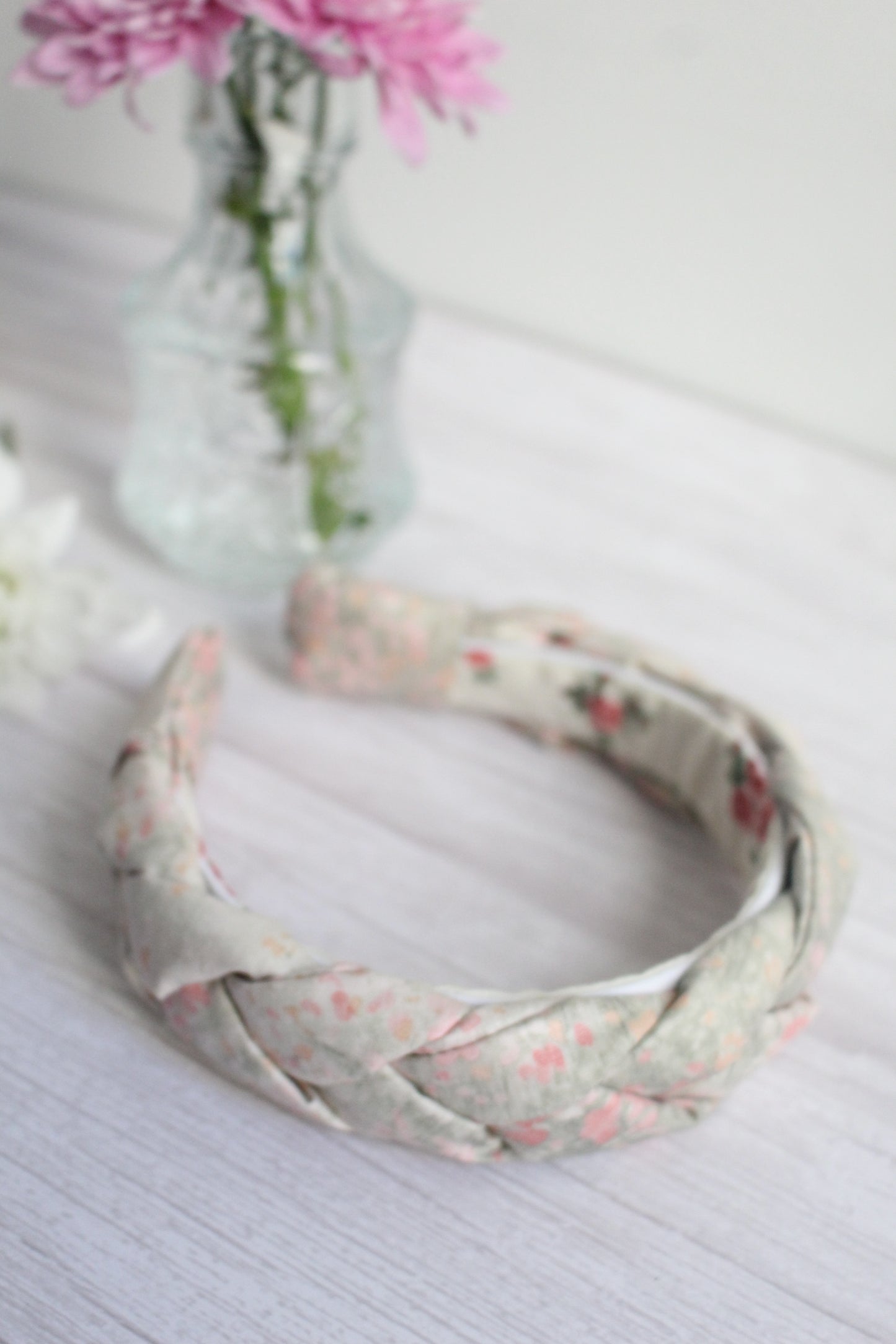 Tabitha Hairband - Watercolour Floral Fabric Braided Hairband