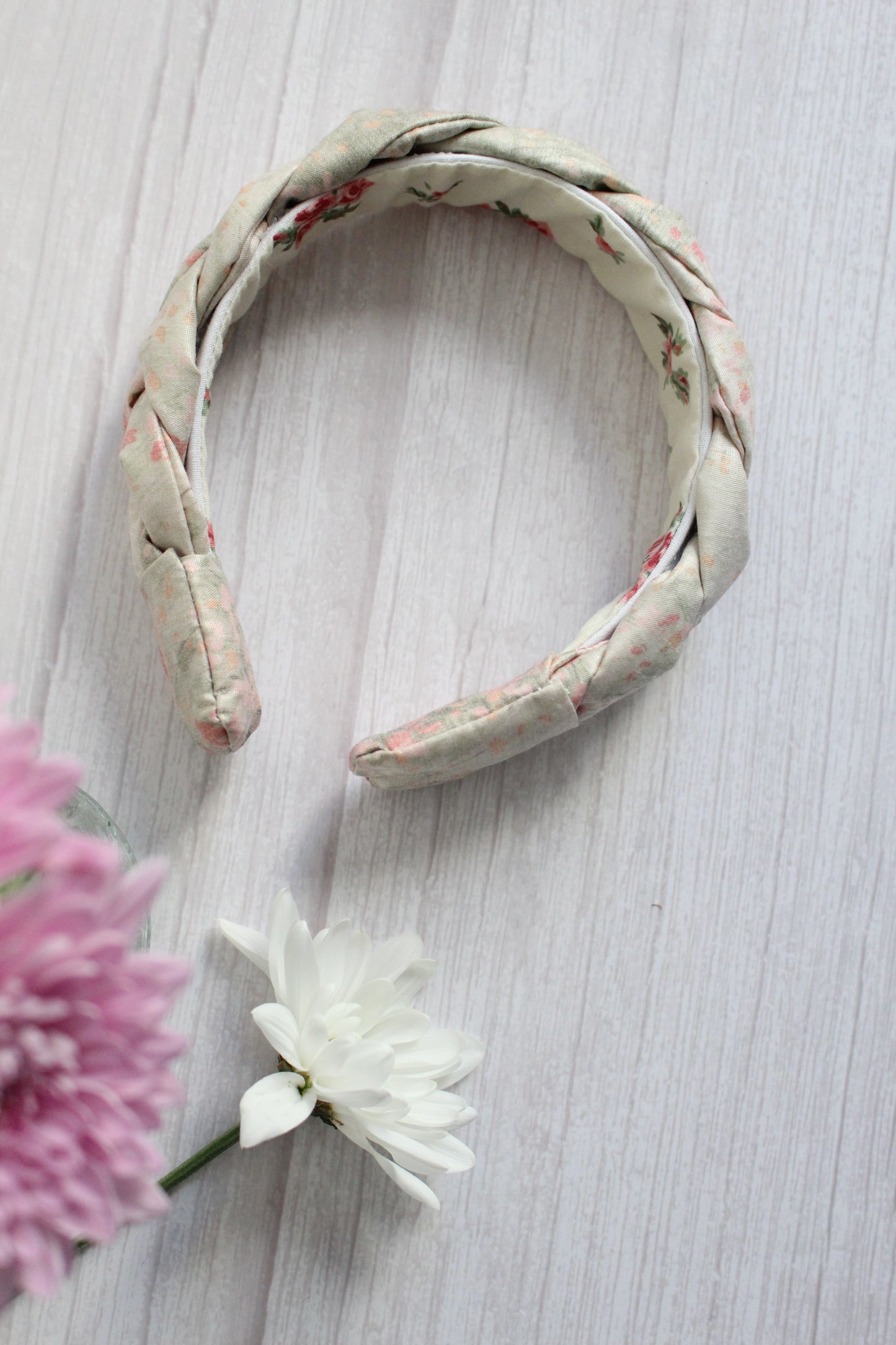 Tabitha Hairband - Watercolour Floral Fabric Braided Hairband