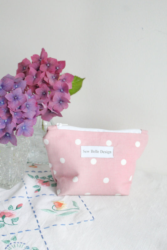 Anita Zip Bag - Pink Polka Dot