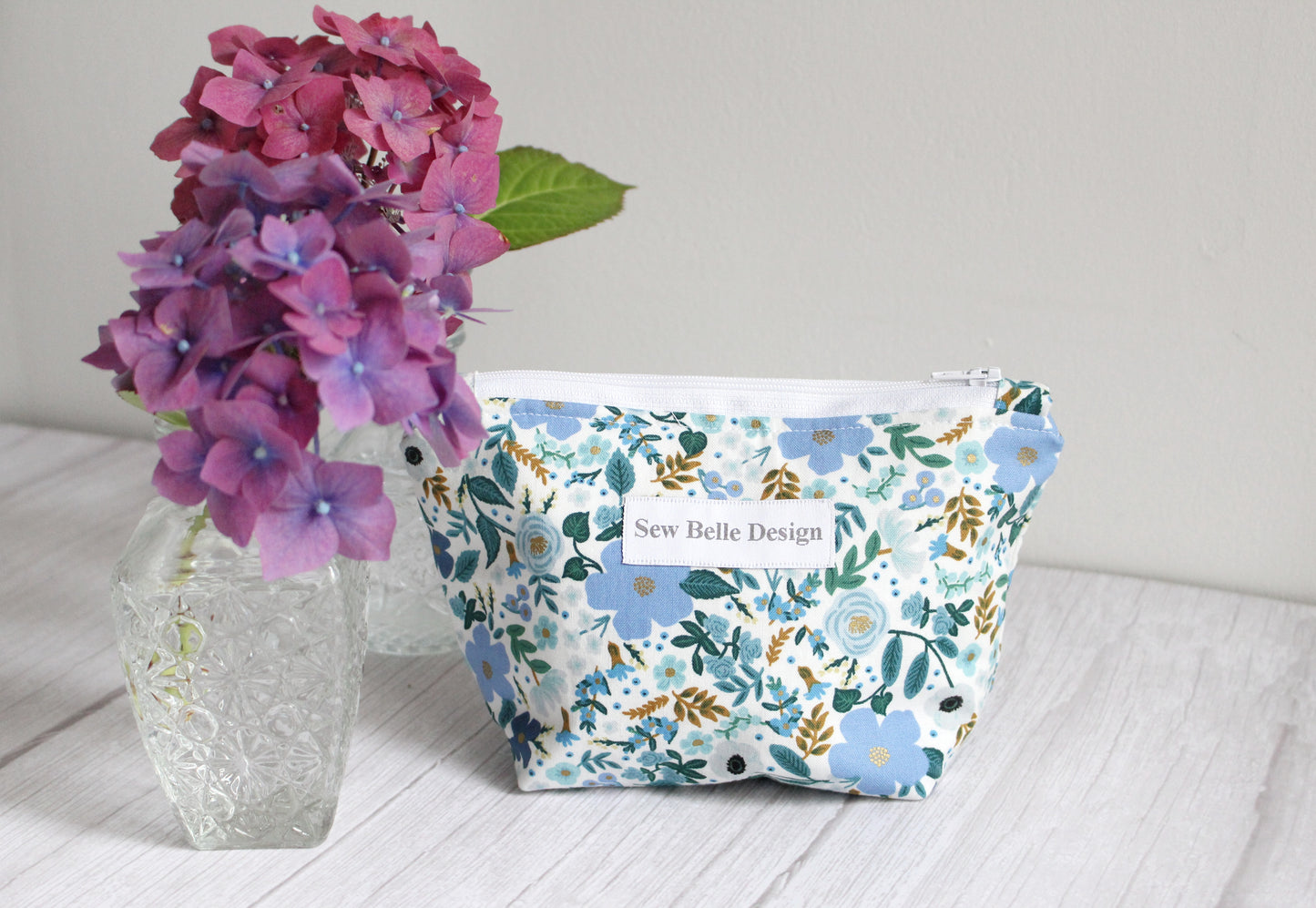 Anita Zip Bag - Blue Ditsy Floral