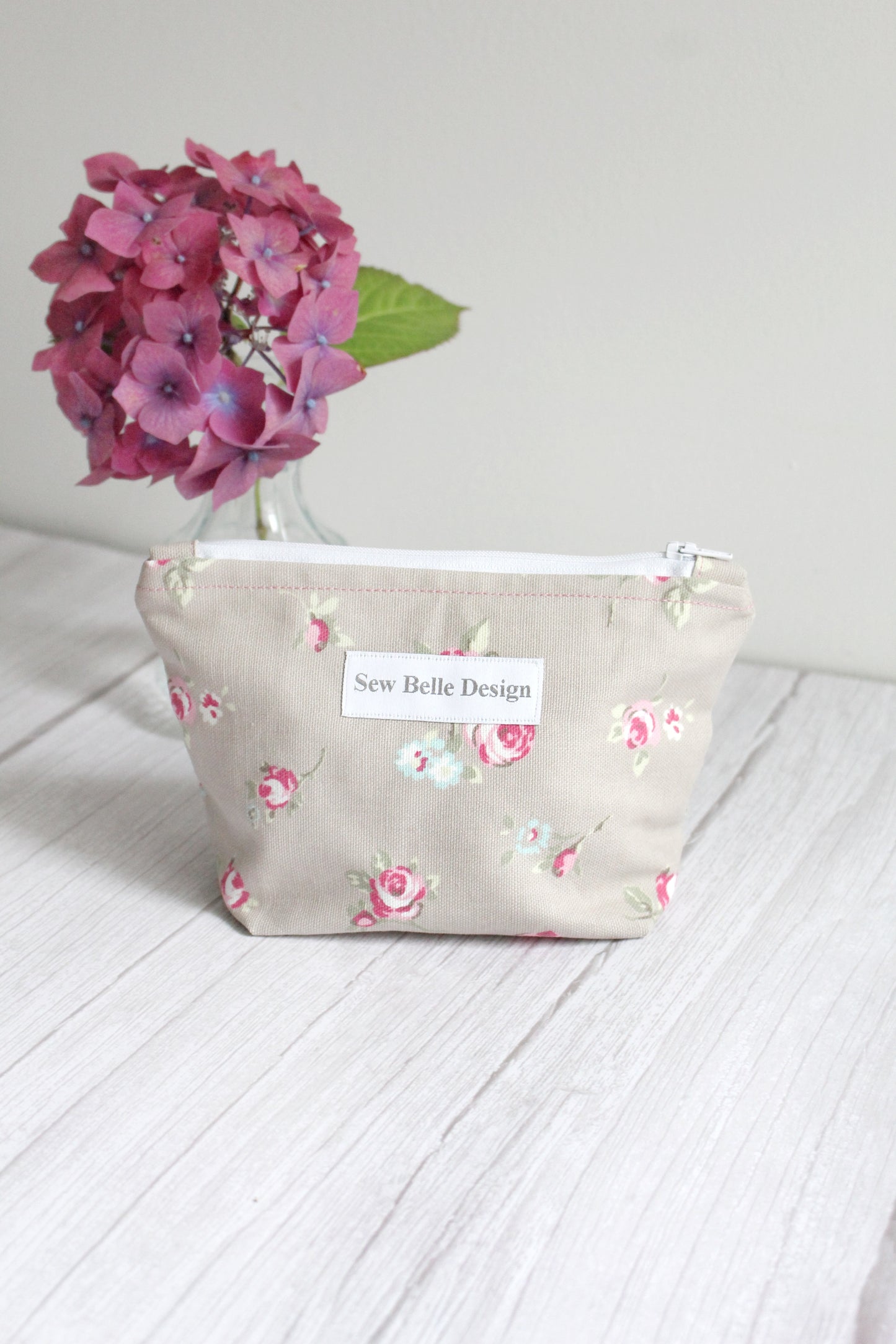 Anita Zip Bag - Pink & Beige Floral