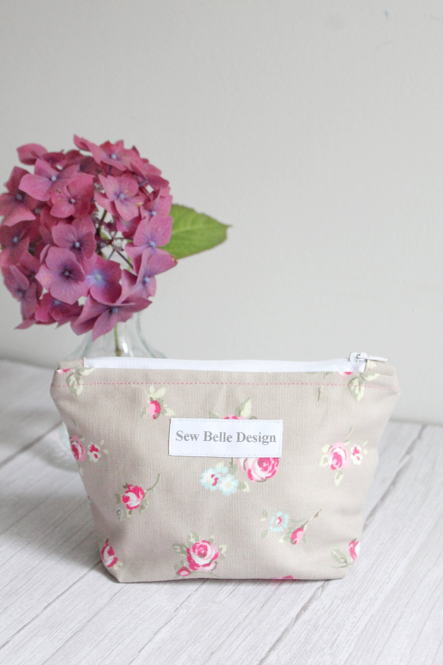 Anita Zip Bag - Pink & Beige Floral