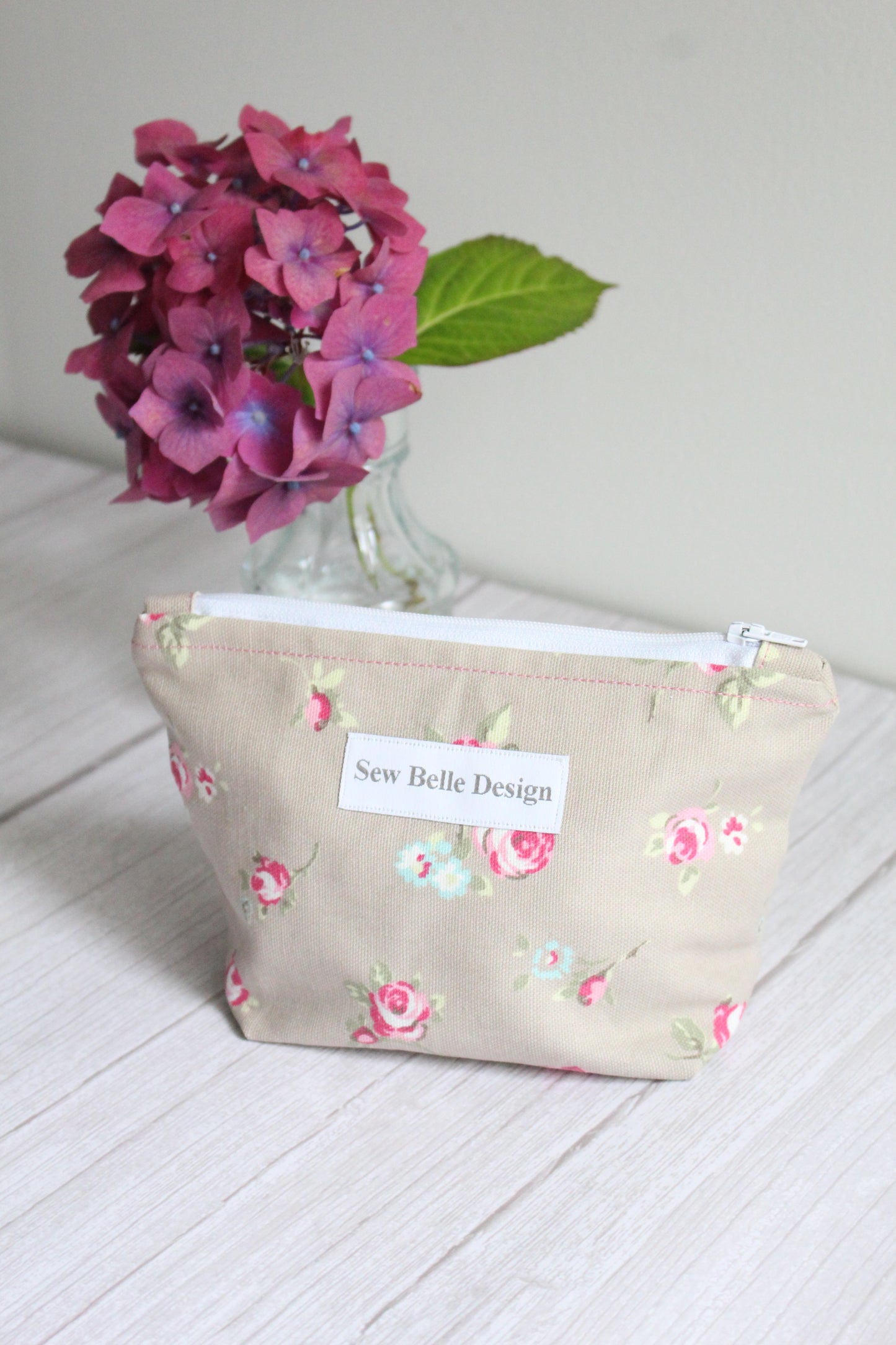 Anita Zip Bag - Pink & Beige Floral