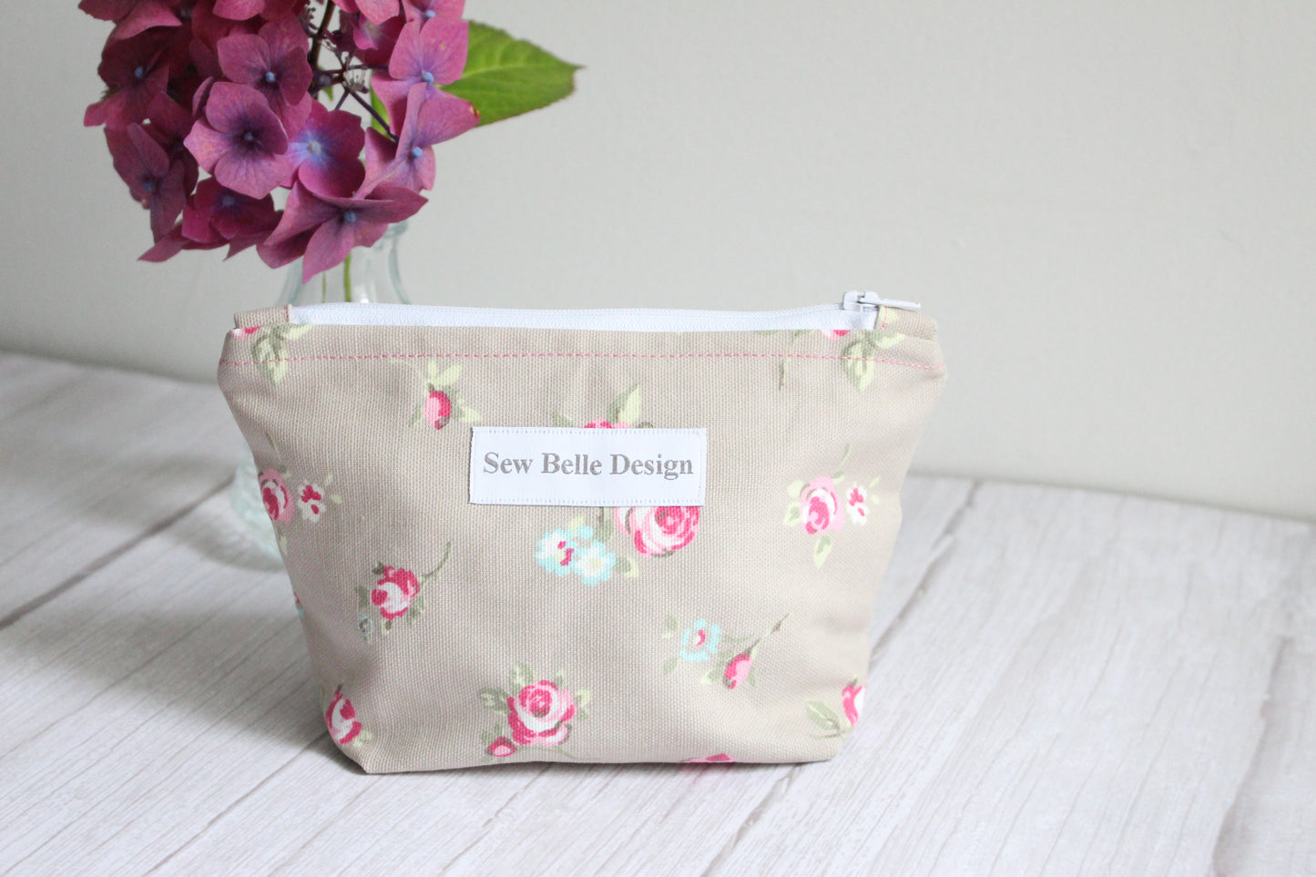 Anita Zip Bag - Pink & Beige Floral