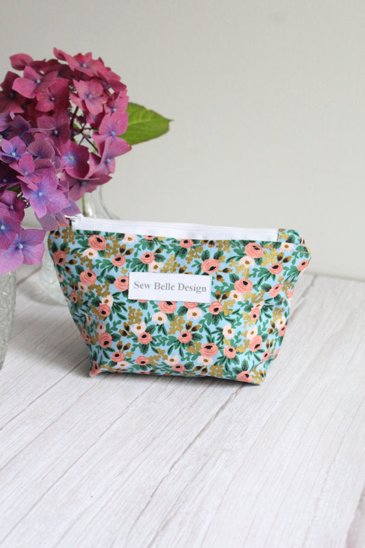 Anita Zip Bag - Pink & Blue Florals