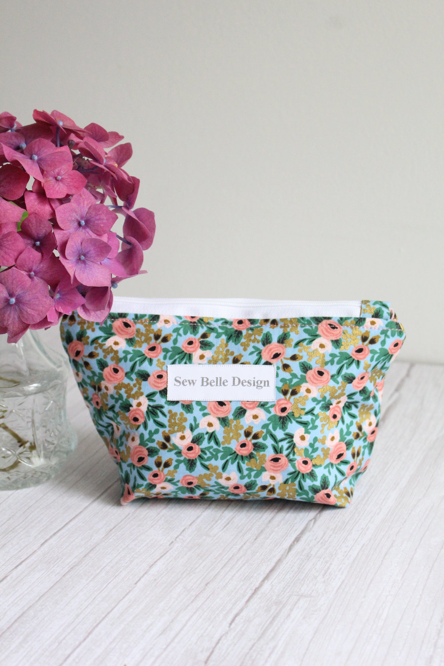 Anita Zip Bag - Pink & Blue Florals