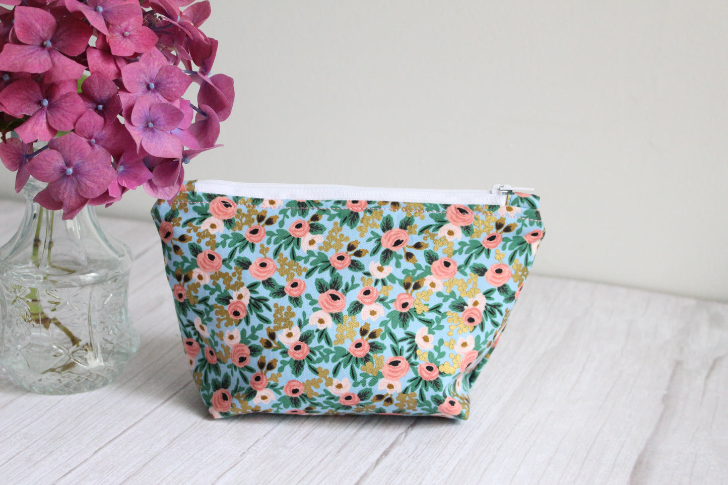 Anita Zip Bag - Pink & Blue Florals