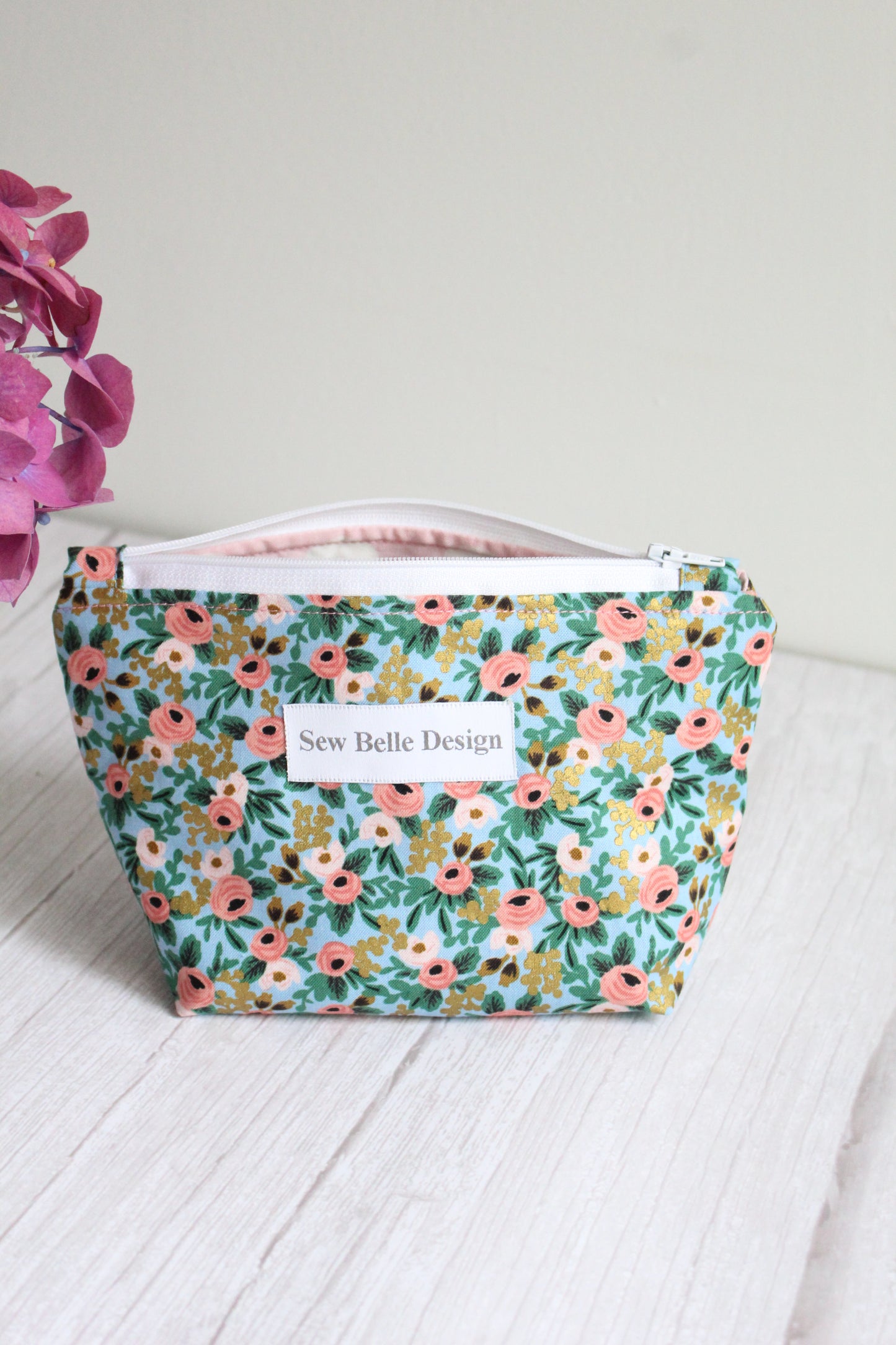 Anita Zip Bag - Pink & Blue Florals