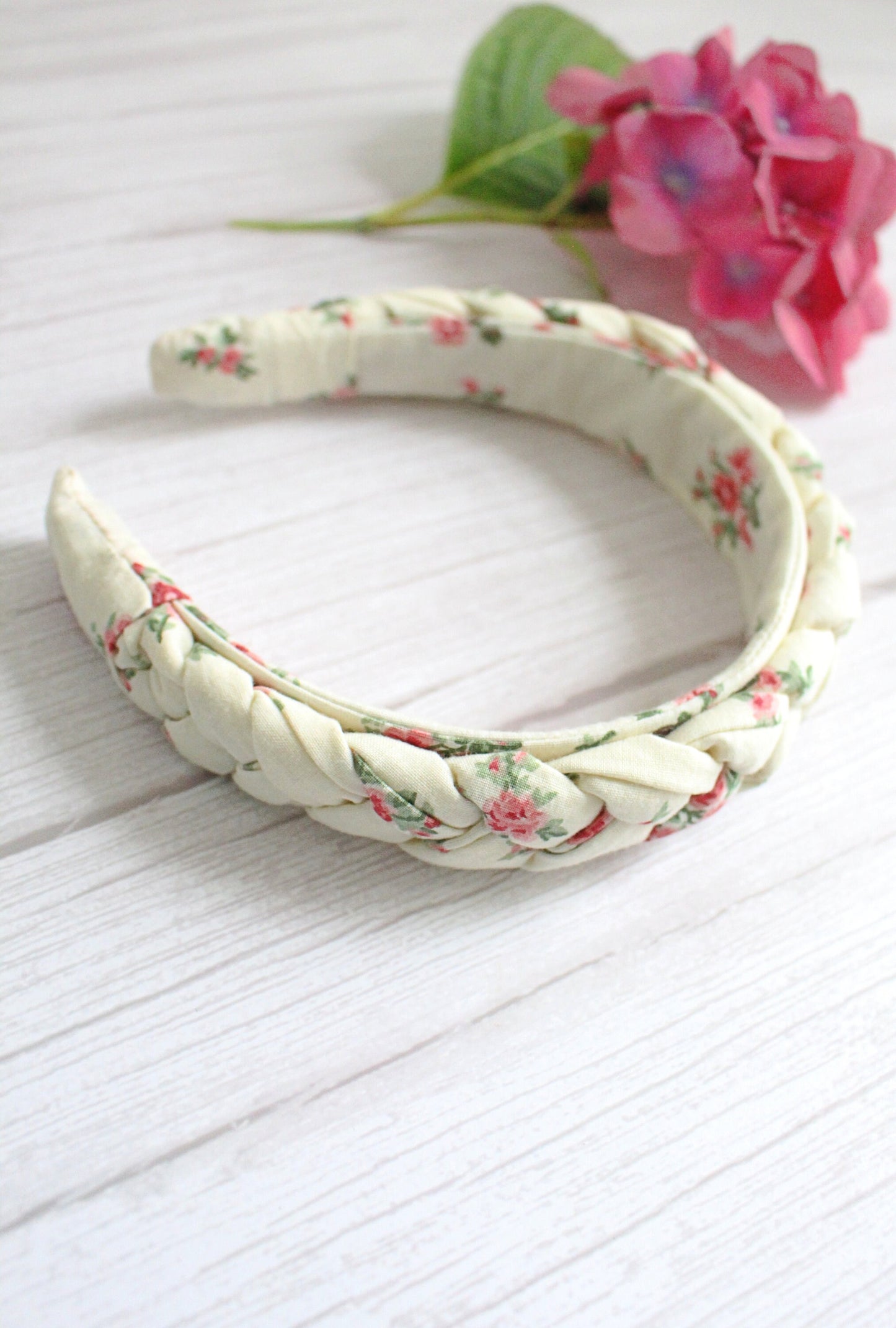 Tabitha Hairband - Ditsy Floral Fabric Braided Hairband