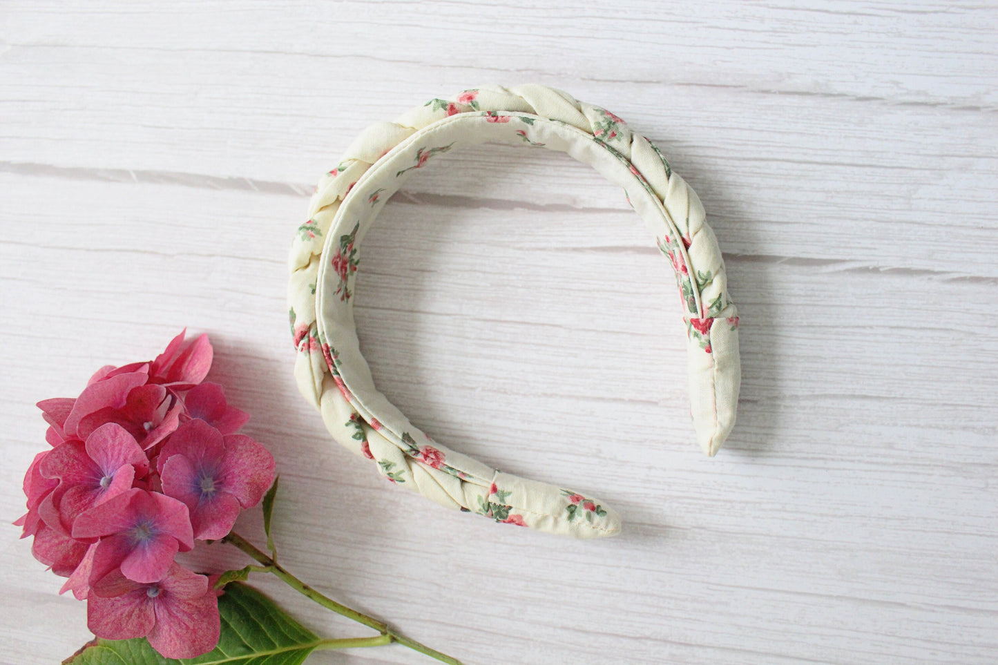 Tabitha Hairband - Ditsy Floral Fabric Braided Hairband